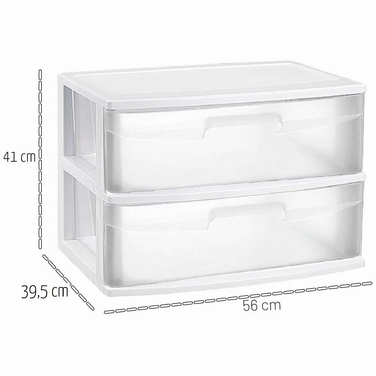 Acan Tradineur - Cassettiera organizzativa “Nilo” - Ideale per la casa o l’ufficio - Realizzata in plastica - 2 cassetti traslucidi - 41,5 x 56 x 40 cm - Colore bianco