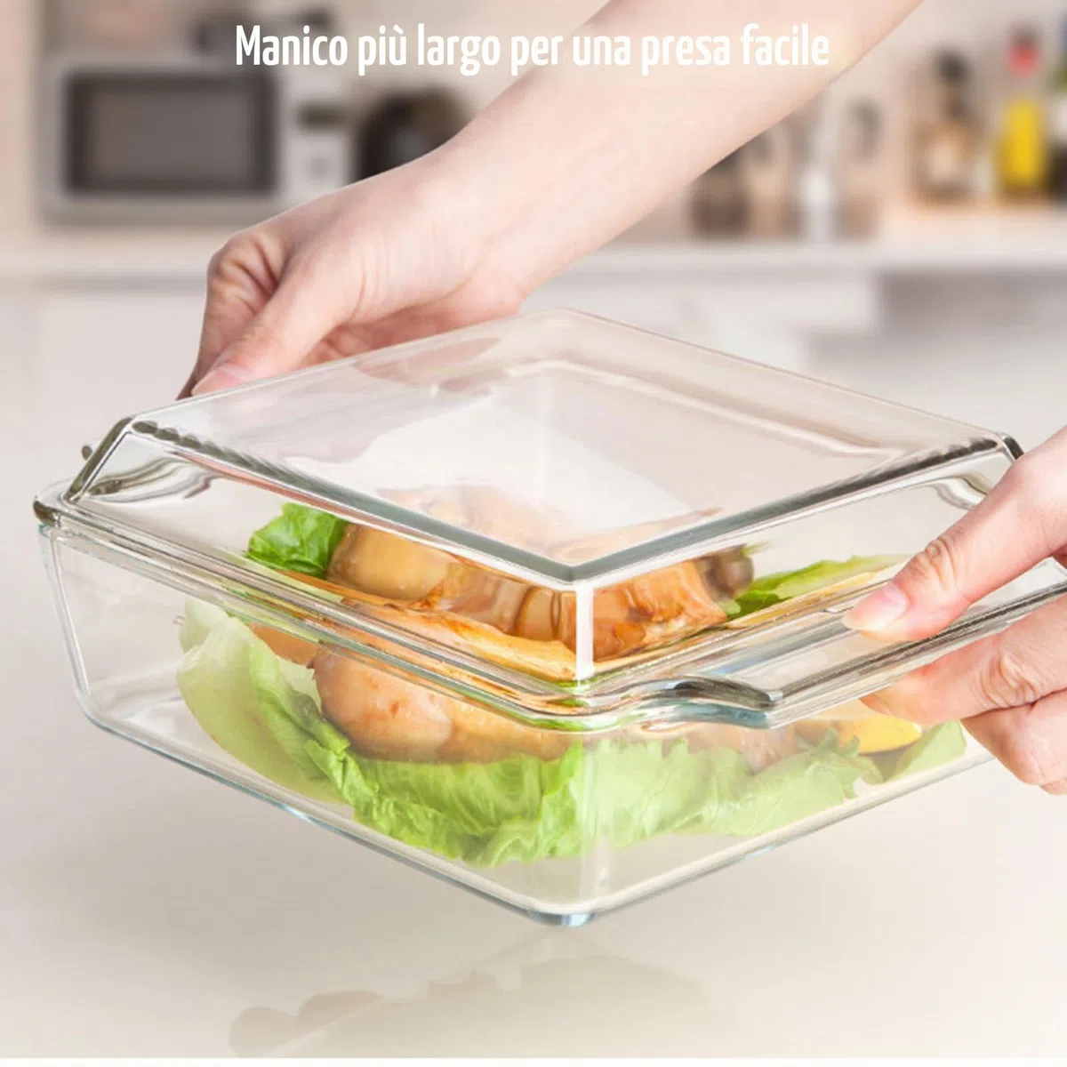 Pirofila rettangolare da 2 l, con coperchio, in vetro, 29 x 20 x 9 cm, per arrosti, forno, fornelli elettrici, pirofila resistente al calore per lasagne, carne