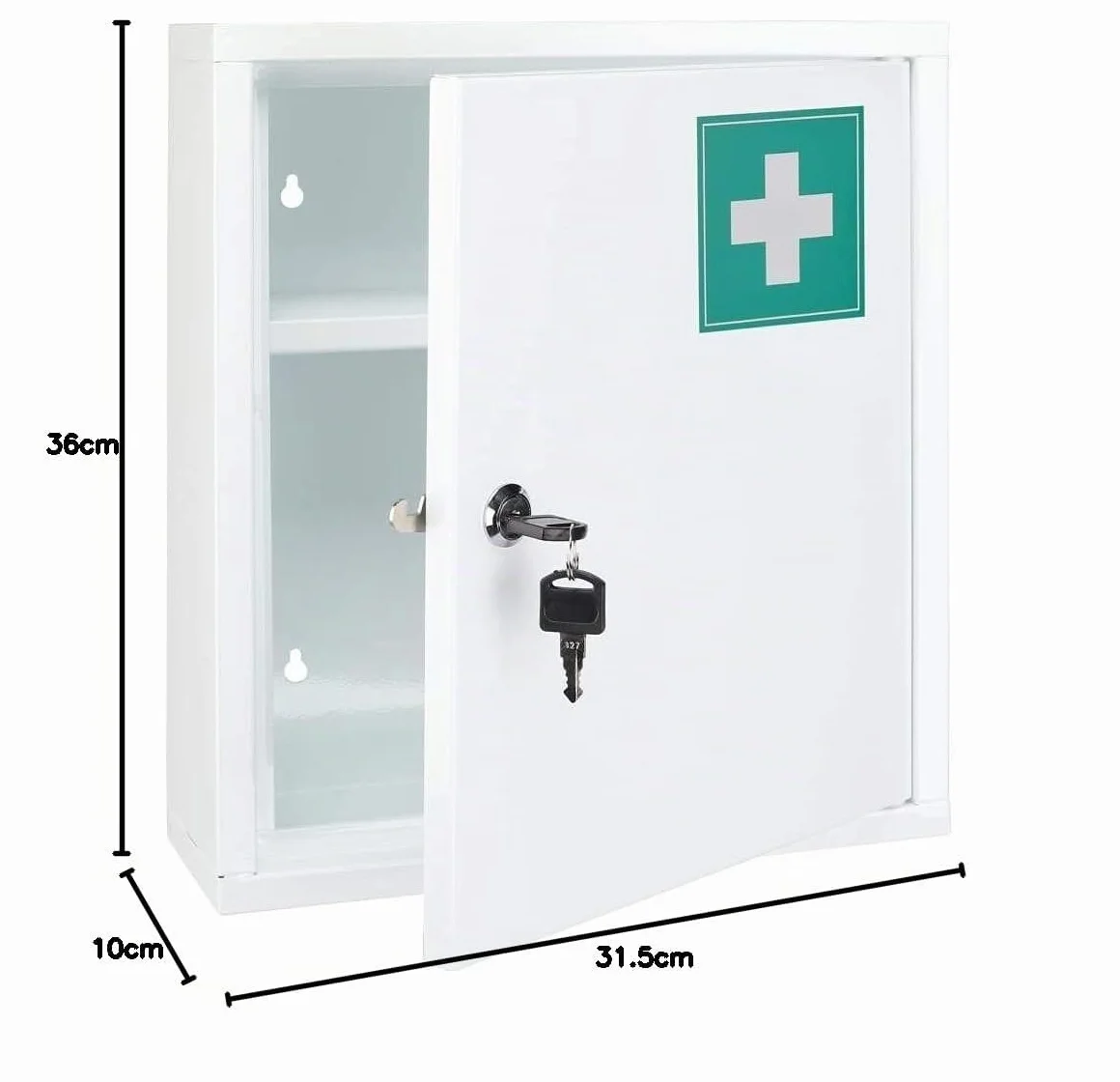 Haushalt , Armadio per medicina internazionale in acciaio inossidabile, Bianco, 31.5 x 10 x 36 cm