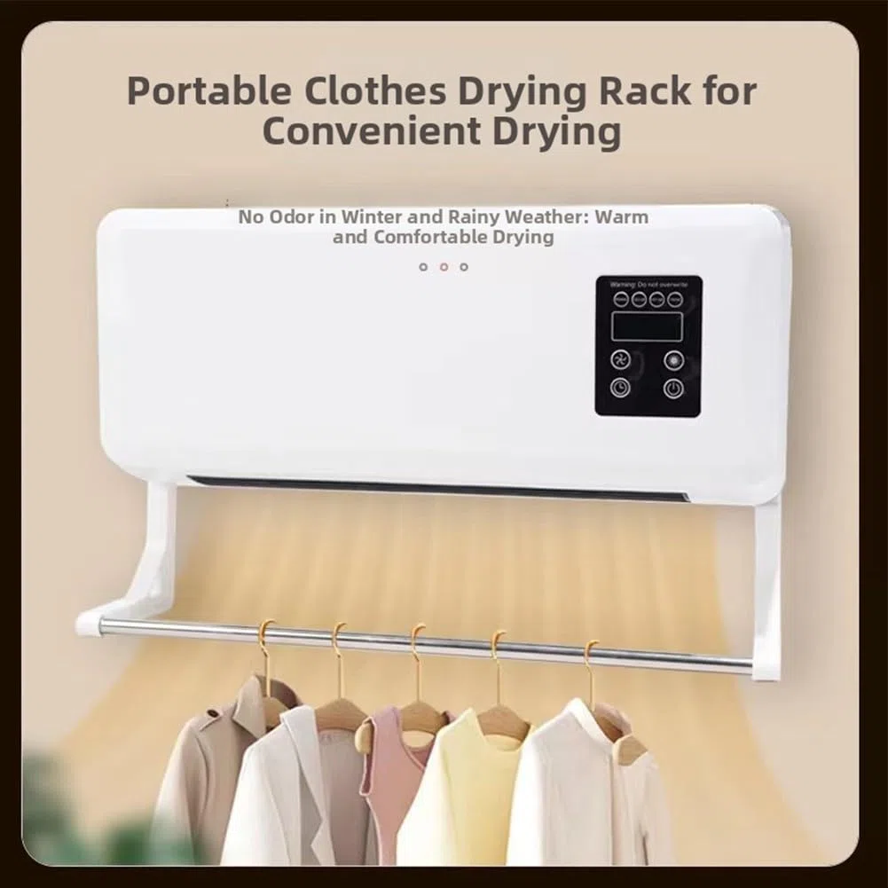 Ventilatore condizionatore da parete 2 in 1, unità di riscaldamento e raffreddamento, silenziosa camera da letto e bagno, compatto salvaspazio con modalità brezza naturale, bianco, 42 x 18