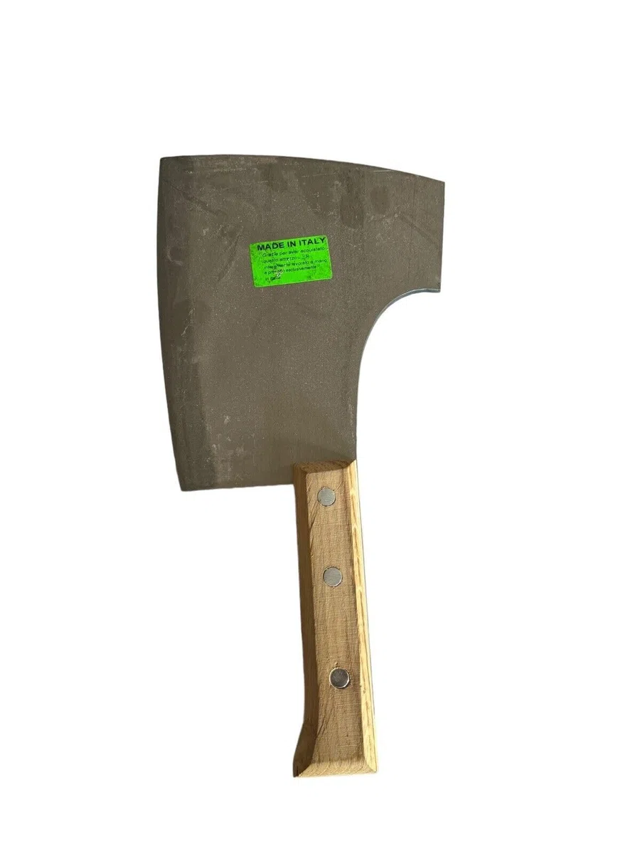Generico MANNAIA MACELLAIO 1,800 KG TIPO GENOVA IMPUGNATURA MANICO LEGNO DA 23 CM ACCIAIO