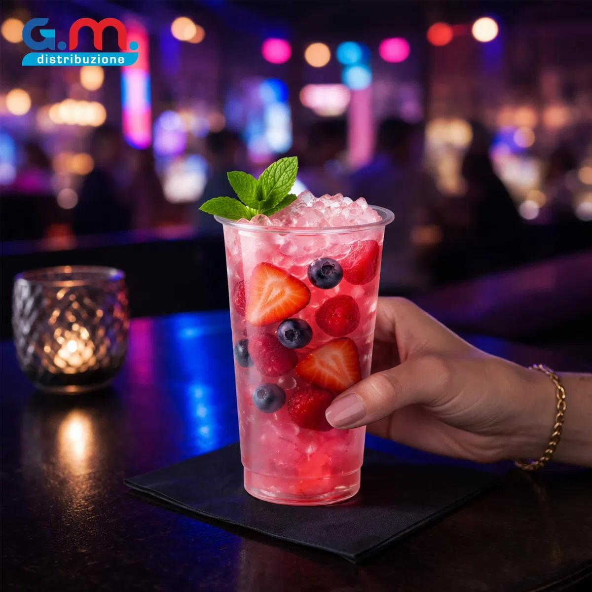 G.M. DISTRIBUZIONE 300 Bicchieri da Cocktail Monouso in Plastica Trasparente da 355ml, Tumbler Usa e Getta di Alta Qualità x Bevande fredde, Riciclabili, Discoteche, Gin tonic, Mojito