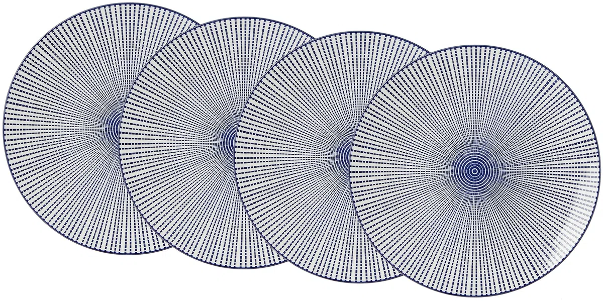 Ritzenhoff & Breker Kuchen-und Frühstücksteller-Set Royal Makoto, 4-Teilig, 21,5 cm Durchmesser Piatti, Porcellana, Blu/Bianco, 21.50 x 21.50 x 2.50 cm, 4 unità