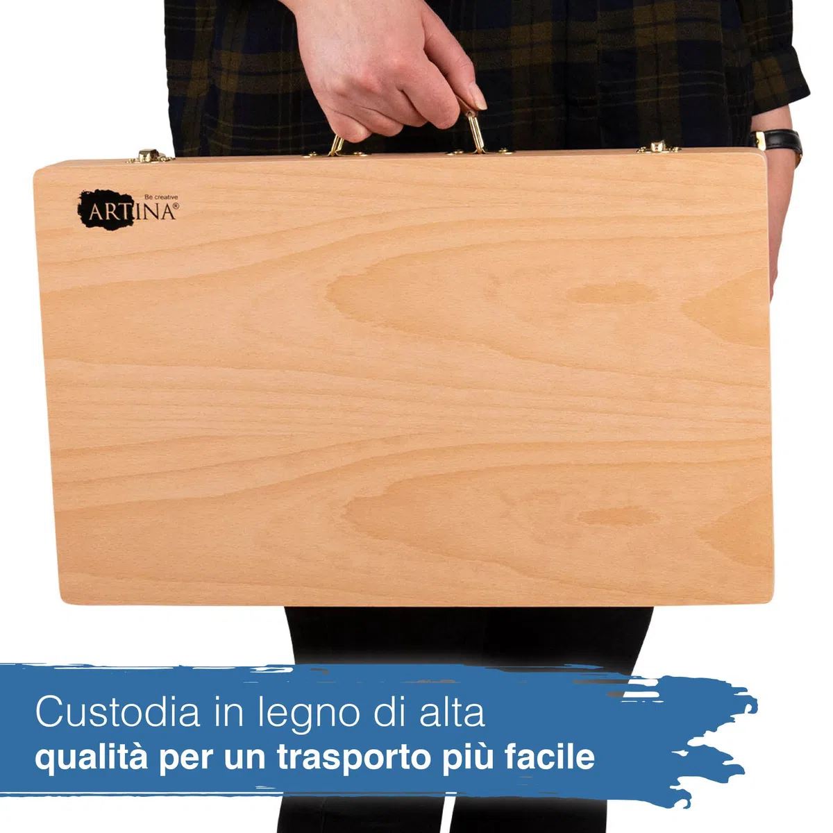 Artina 89 Pezzi Set Pittura con Valigetta in Legno – Matite, Colori a Cera, Acquerelli, Pennelli – Kit Pittura per Bambini e Adulti – Set per Dipingere Bambini Artistico e Regalo di Natale – Genova