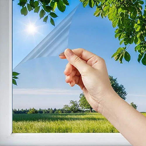 Dimexact Pellicola Solare Anti Calore per Finestre e Vetri, Installazione Interna Vetro Inferiore a 1,2 Metri Quadri, Trasparente - 45% di Respingimento Solare, Larghezza Fino a 1,52 m, in Rotolo