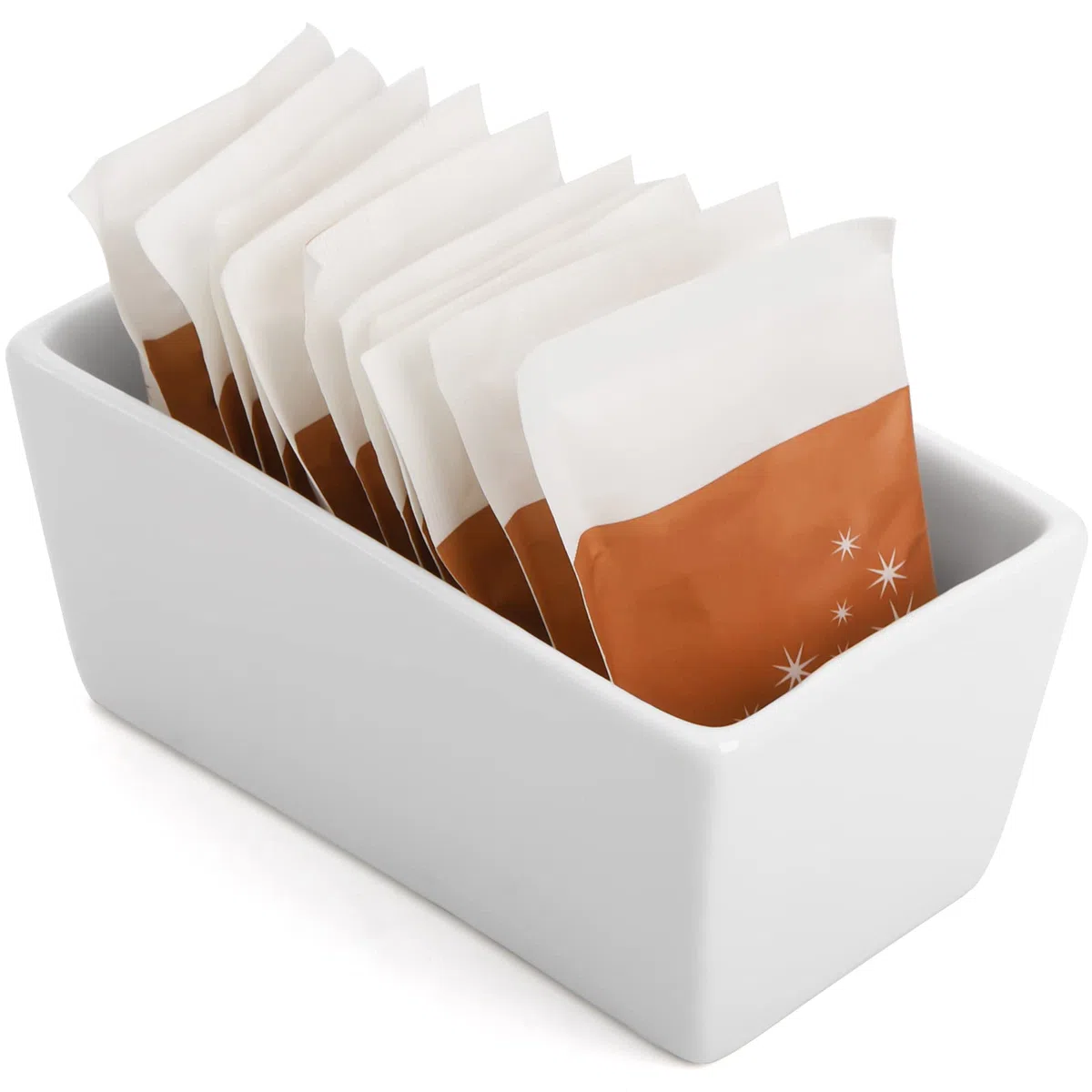 Elsjoy Set di 6 porta bustine di zucchero in ceramica, 141,7 g, in porcellana, per zucchero, bustine da tè, dispenser per cucina, bar, ristorante
