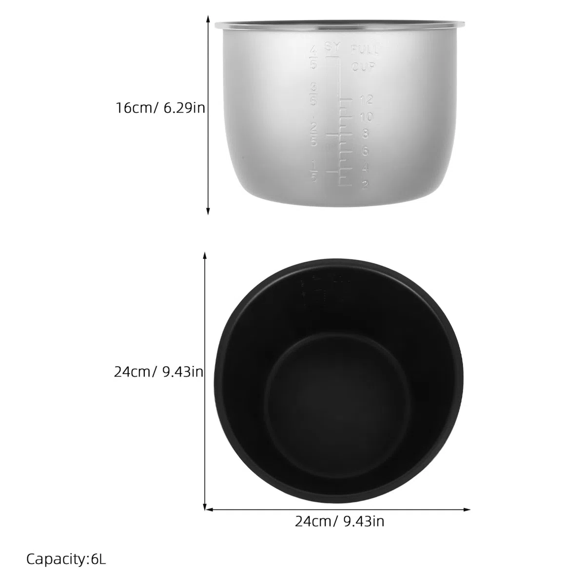 Ipetboom Pentola Interna Per Cuociriso Inserto Di Ricambio In Lega Di Alluminio Da 6 Litri Per La Cottura Del Riso Per Pentole Elettriche Per Uso In Cucina