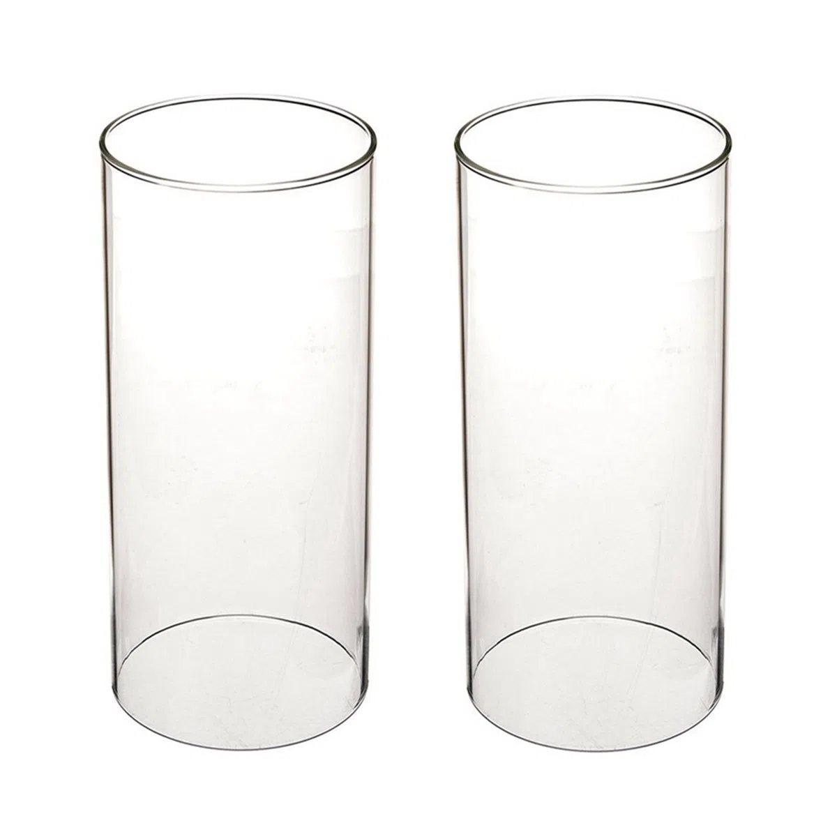 Tensquare Portacandele in Vetro Trasparente, Senza Fondo, Set di 2, Occasione Speciale, Floreale, Vetro Borosilicato, Trasparente, 9,5 cm x 20,3 cm