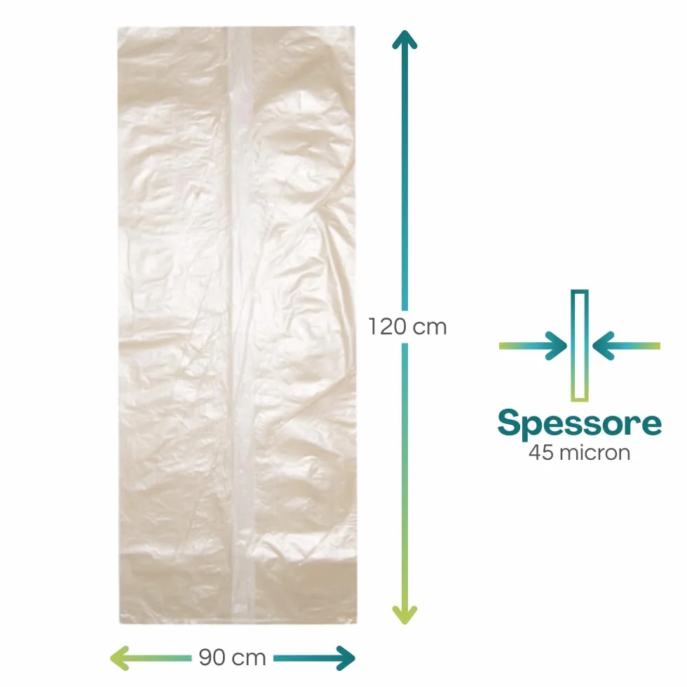 VIRSUS 80 Sacchi Trasparenti per Spazzatura Resistenti Ambra 90X120 Rotoli 120 Litri