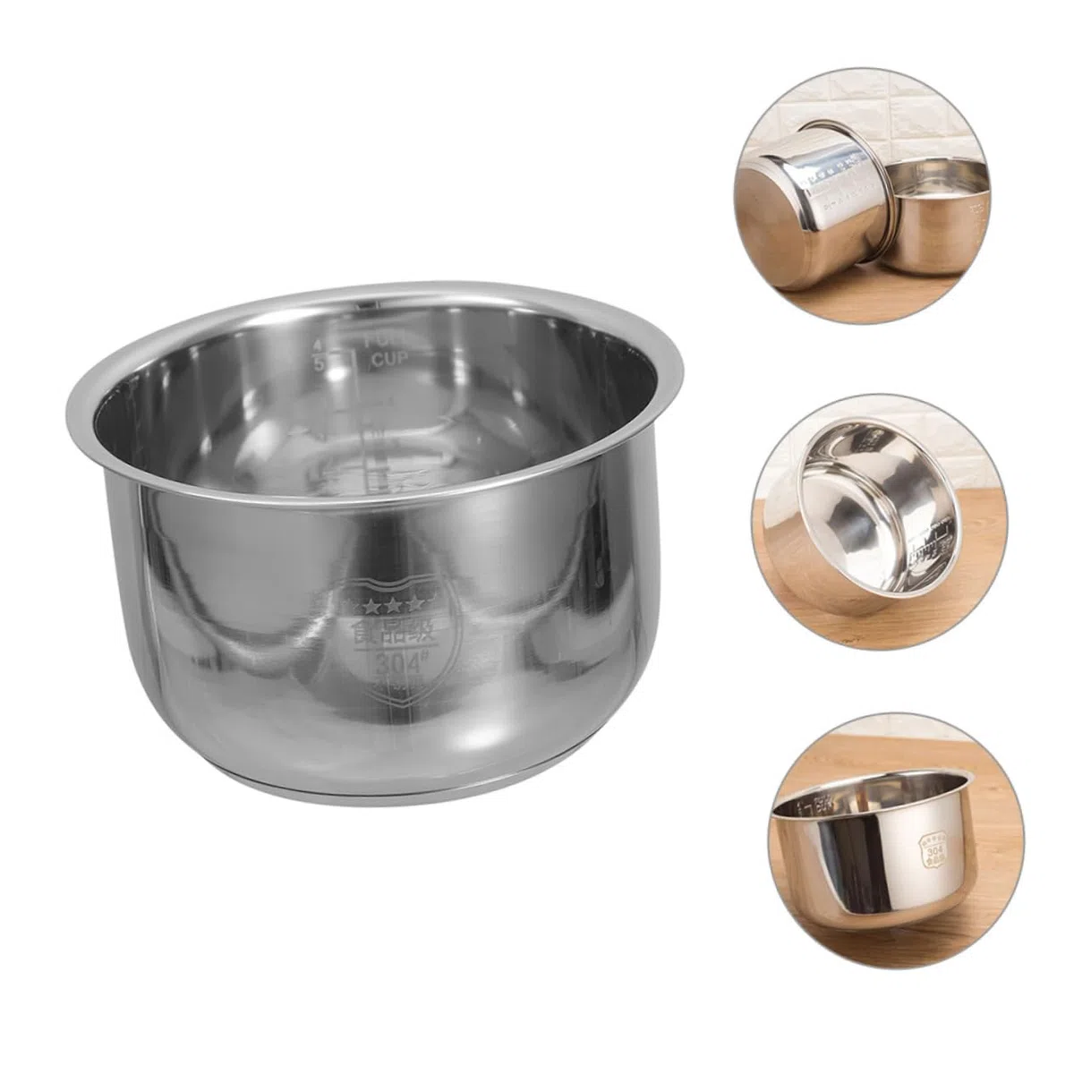 jojofuny Pentola Interna per Cuociriso Elettrico in Acciaio Inossidabile 4l Scala, Design Multifunzione, Ricambio per Cucina Efficiente e Resistente