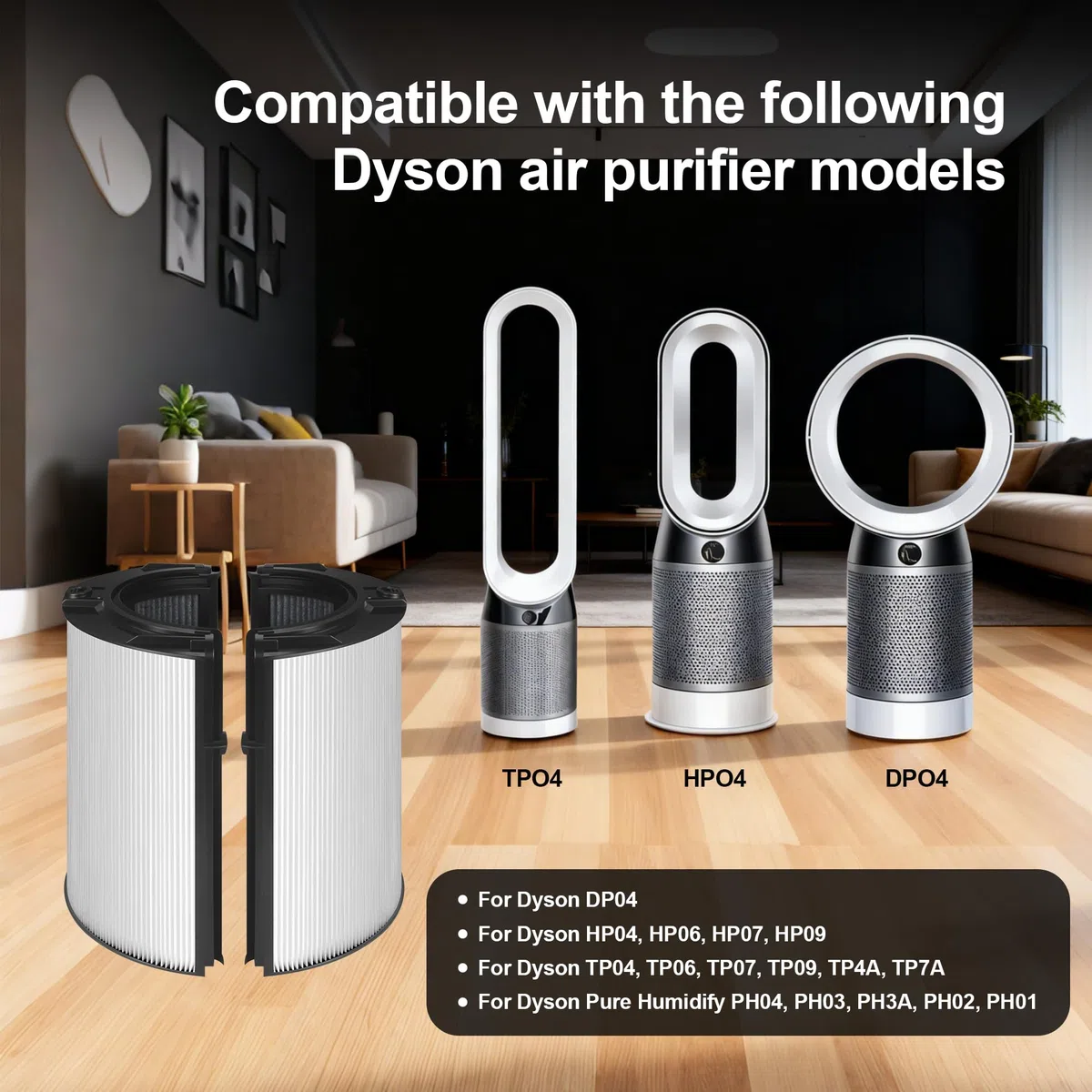 Filtro di ricambio per purificatore d'aria Dyson Pure Hot Cool,compatibile con Dyson HP04 TP04 DP04 PH04 HP09 TP09 HP07 TP07 PH03 PH01,filtro filtro a carbone attivo 2-in-1 per Dyson purificatore aria