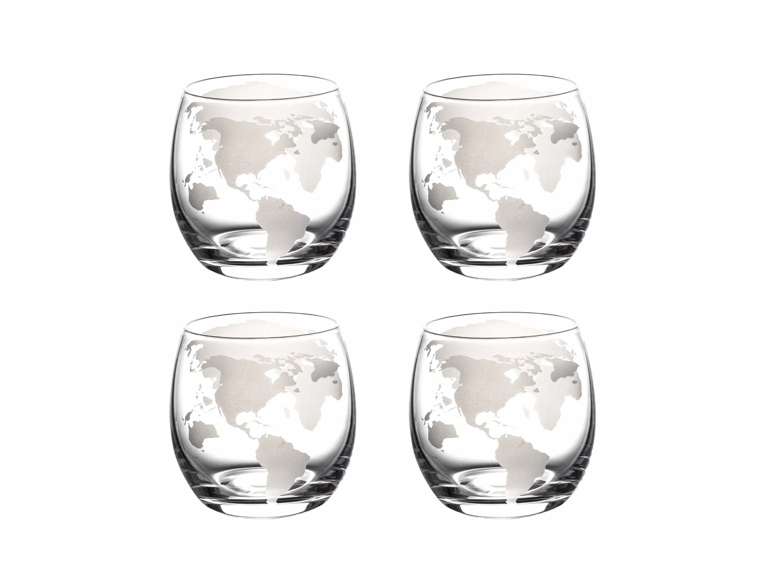 Hanseküche Caraffa per whisky - Caraffa da decantazione a forma di globo terrestre 900 ml con 4 bicchieri da whisky - Elegante set di caraffa per whisky da uomo - Idea regalo per compleanno, festa