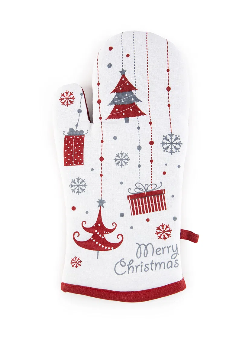 Excelsa Merry Christmas Set Tessile Cucina, Guanto Forno, Presina e Canovaccio, Cotone, Imbottitura Poliestere