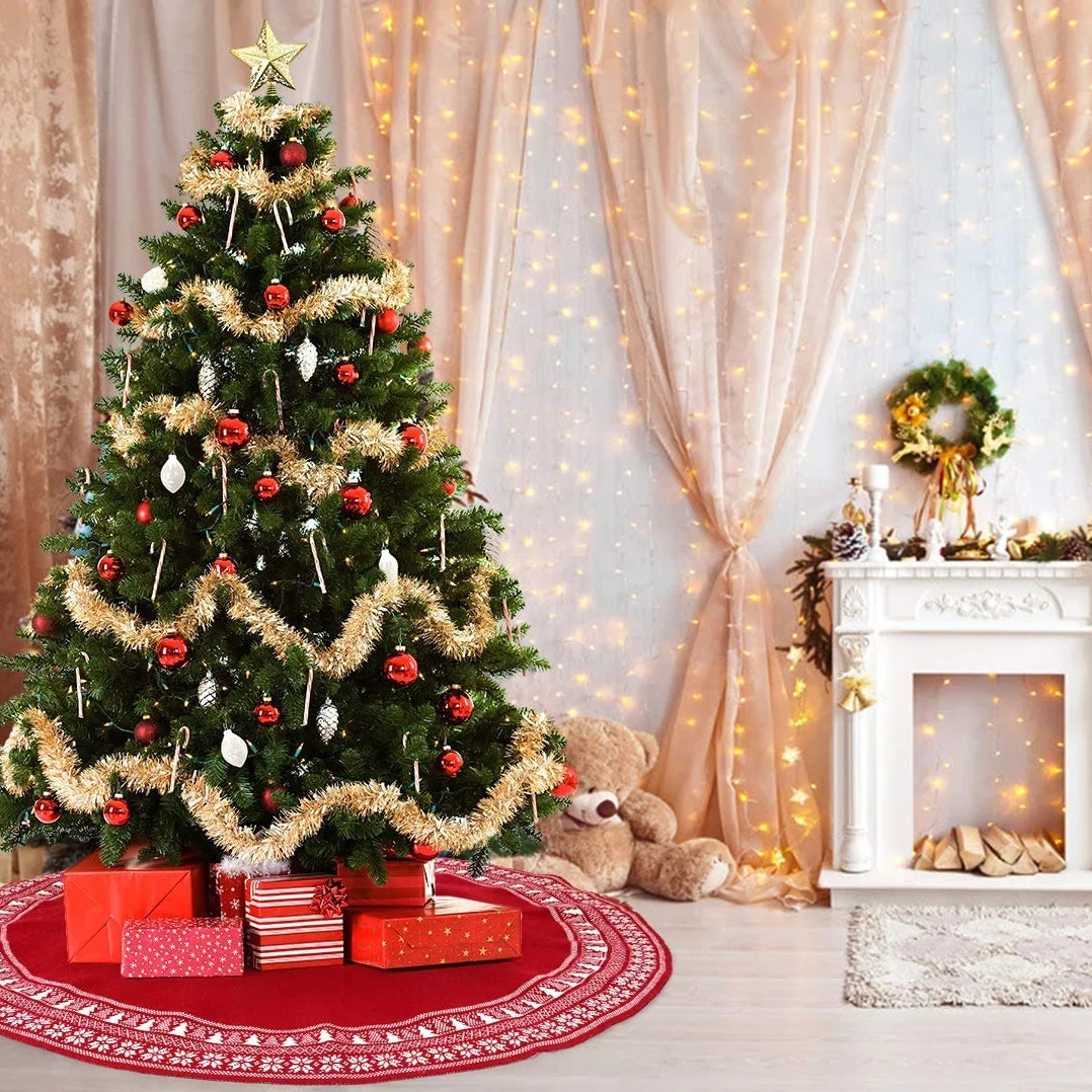 Dremisland Gonna Grande Albero di Natale, 122 cm Gonna Rustica Albero di Natale Spessa Pesante Filato Lavorata a Maglia Tappetino per Coperta Ornamenti Natalizi Decorazione
