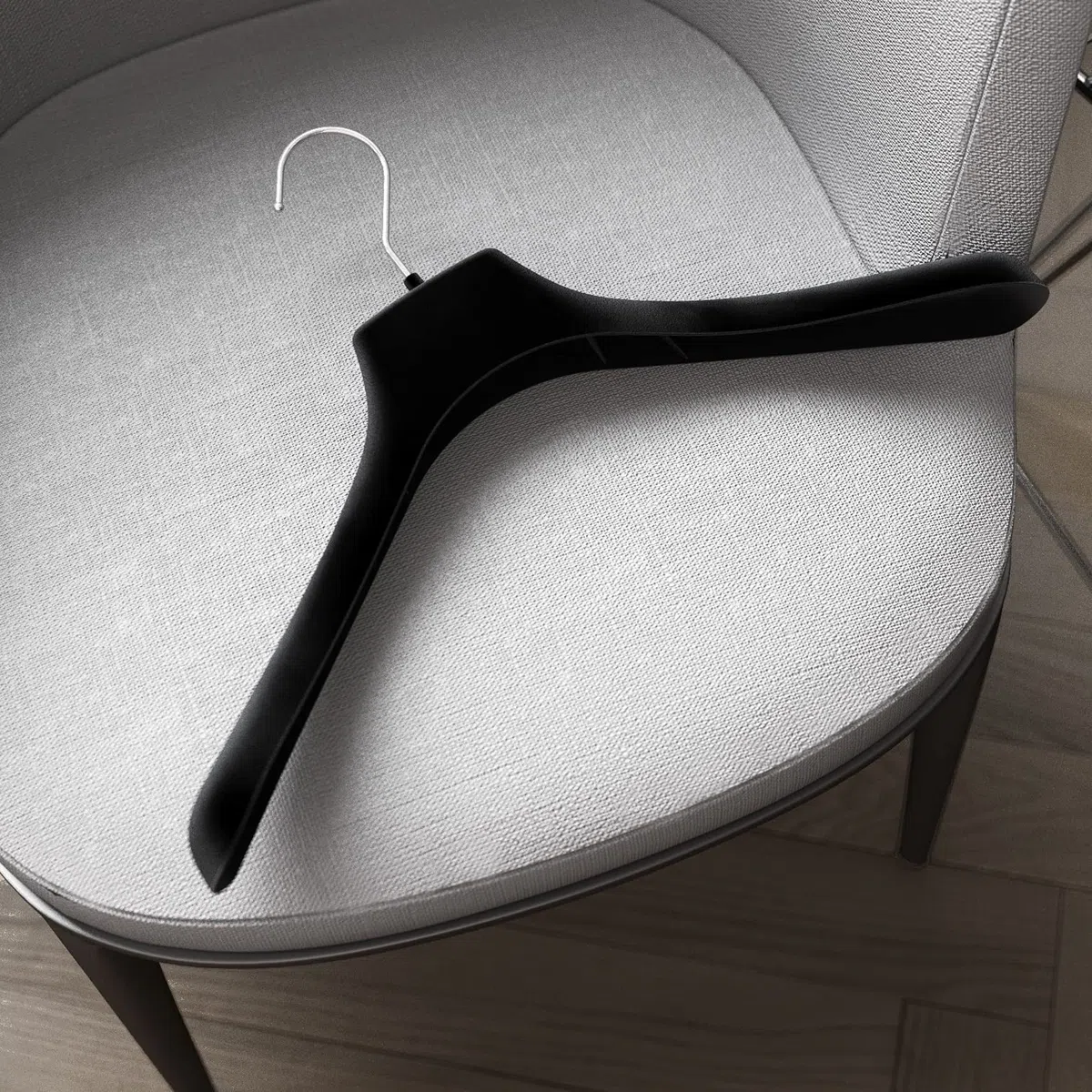 Mainetti Grucce in Velluto Antiscivolo, per Capispalla, Giacche, Felpe, Cappotti Uomo Donna, Appendini Resistenti, Made in Italy, Set di 10 Pezzi (Nero, 38 cm)