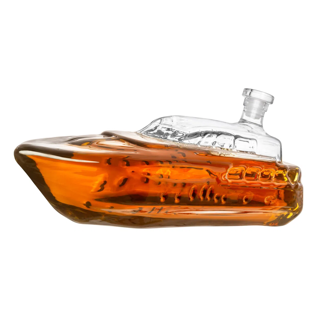 Froster Decanter Yacht, Decanter per Whisky, per Vino, 1000 ml, Caraffa a Forma di Yacht, Motoscafo, Regalo 40 Anni Uomo