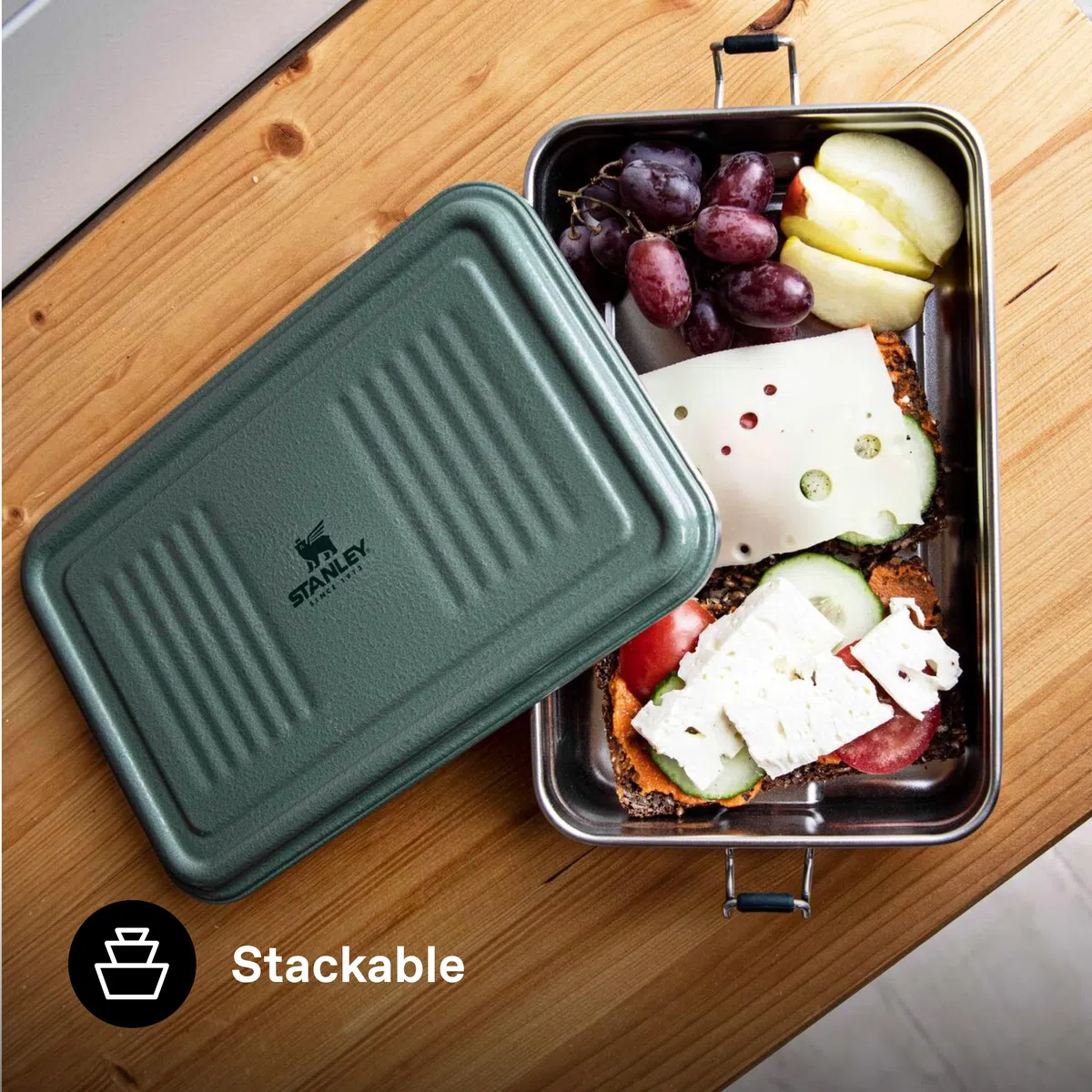 Stanley 1913 The Useful Classic Box - porta pranzo in acciaio inox impilabile - lunch box senza BPA - chiusura sicura - lavabile in lavastoviglie