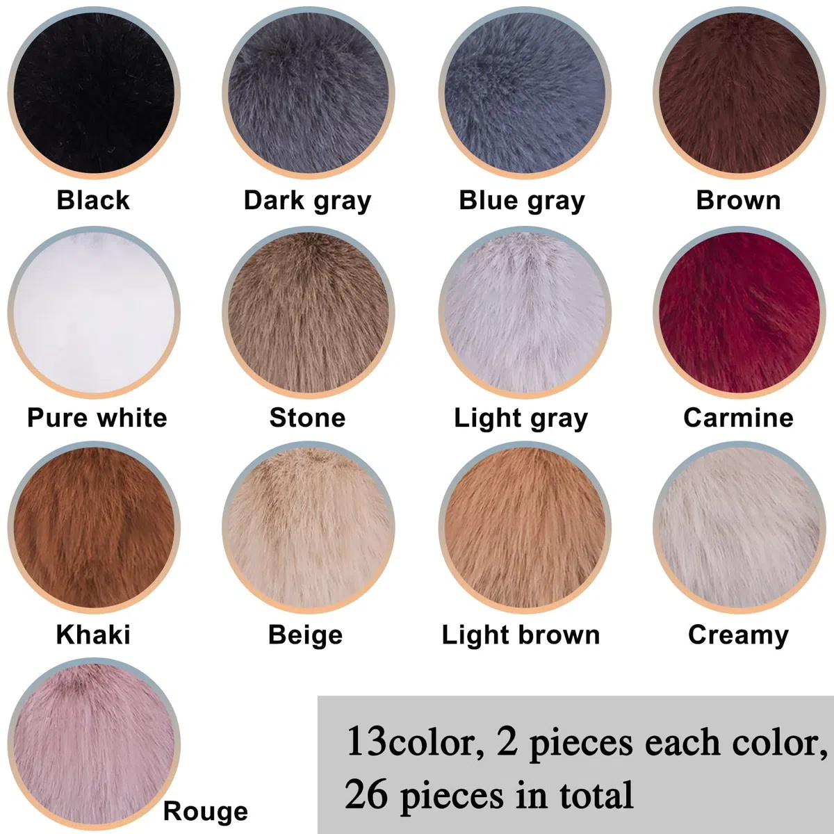 BQTQ 26 Pezzi Pompon in Finte Pelliccia Pom Pom Palla Pompon Ball per Portachiavi Cappelli Borse, 13 Colori