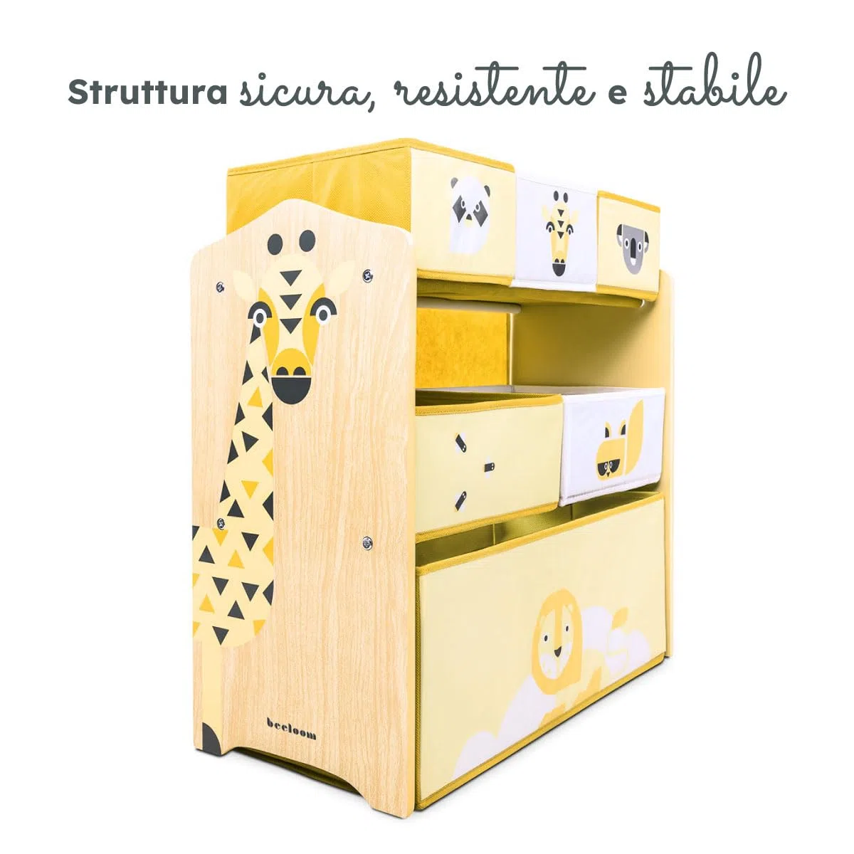 Beeloom - Libreria SWEET SAFER in legno per bambini, 6 cassetti per giocattoli e libri, colore giallo, arredo sicuro e funzionale, ideale per stanza dei bambini