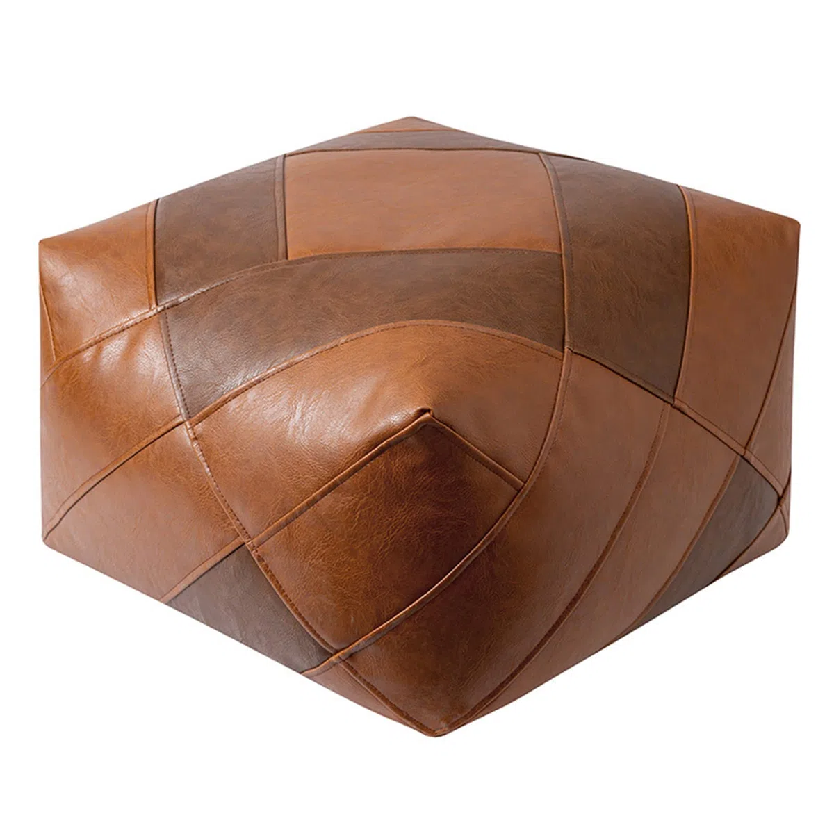 Pouf Marocchino in Pelle Poggiapiedi ottomano Poggiapiedi Quadrato Non Riempito Poggiapiedi Imbottito Coprisedile per Soggiorno Decorazioni per la casa Regalo (Arancione e caffè, M)