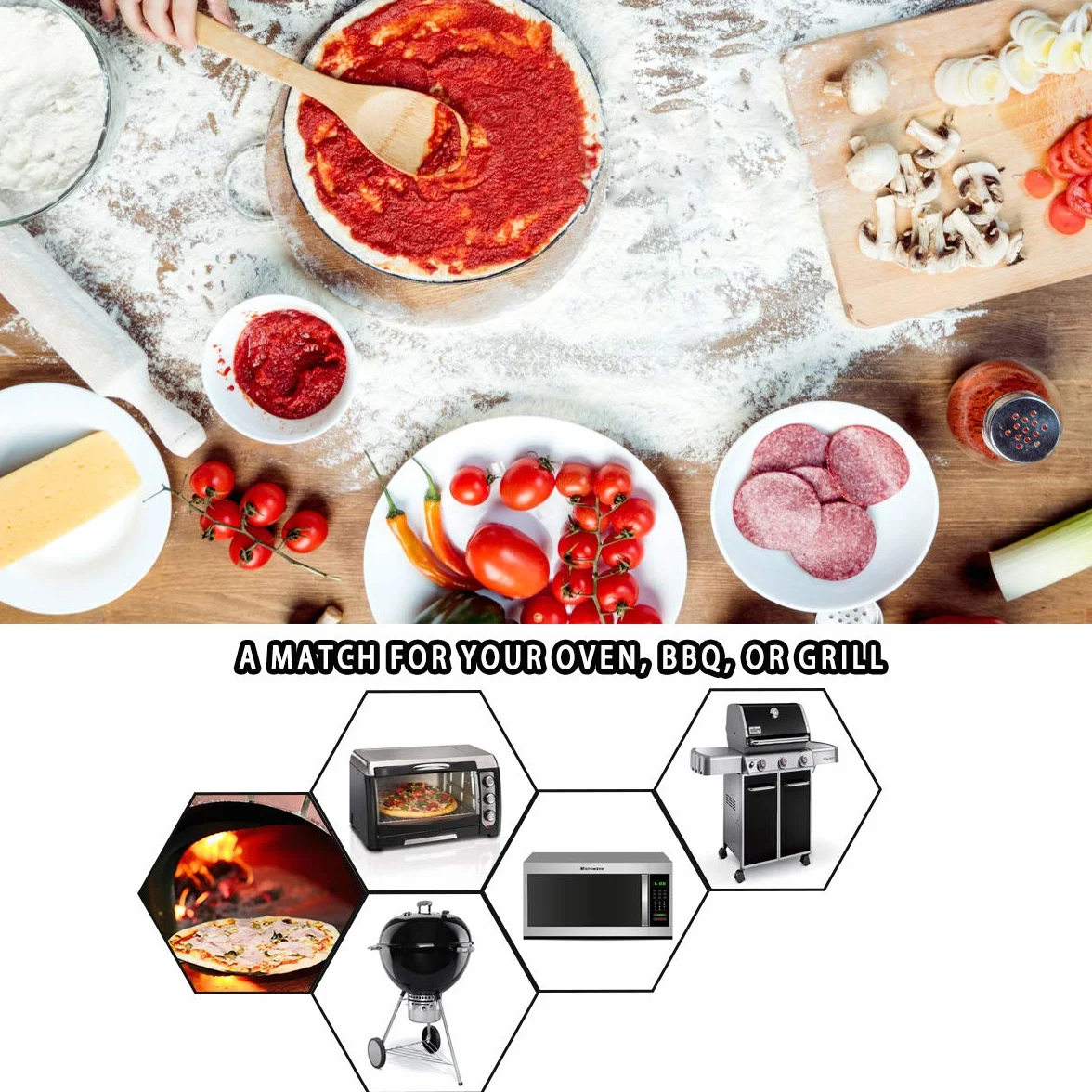 Onlyfire pietra refrattaria per pizza da forno 38cm（Ø）,barbecue e grill a gas per Pizza e Pane | Rotondo Cordierite