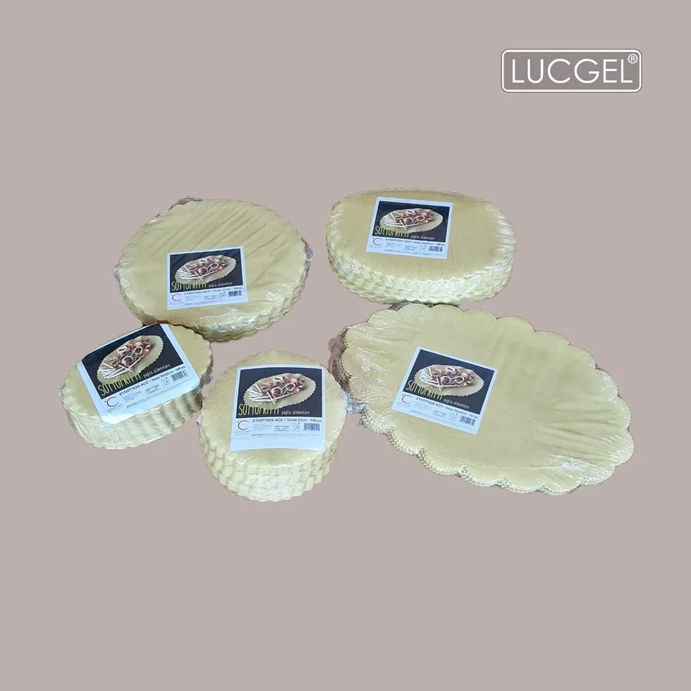 Lucgel Sottofritti Ovali in Carta Paglia Gialla Alimentare Goffrati Antigrasso 15x22 cm - 500 pezzi -