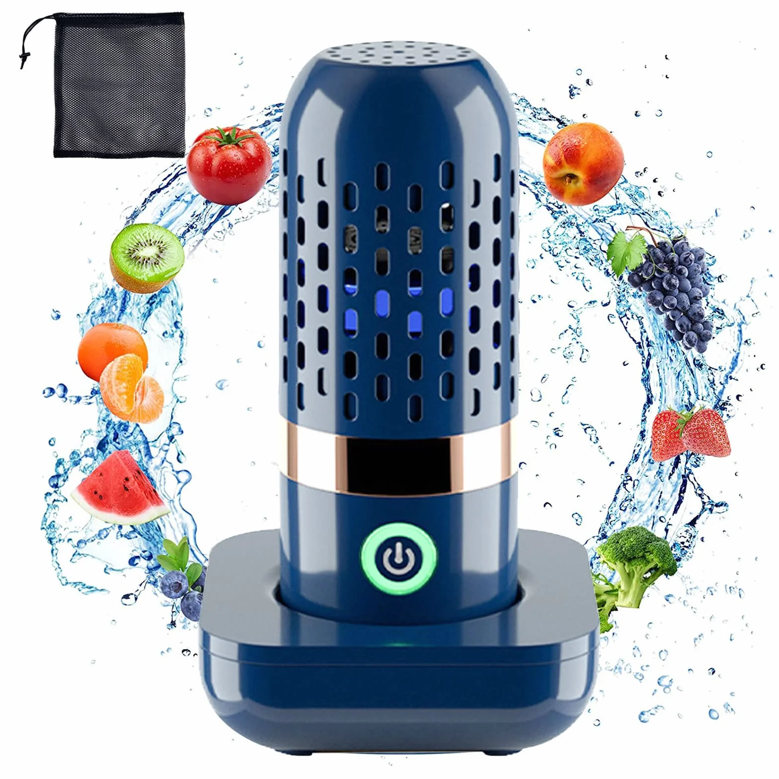 Depuratore per Frutta e Verdura, 3000mAh IPX7 Macchina per la Pulizia di Frutta e Verdura Lavatrice di Frutta Ricaricabile Senza Fili USB Portatile per la Pulizia di Frutta e Verdura, Riso, Carne