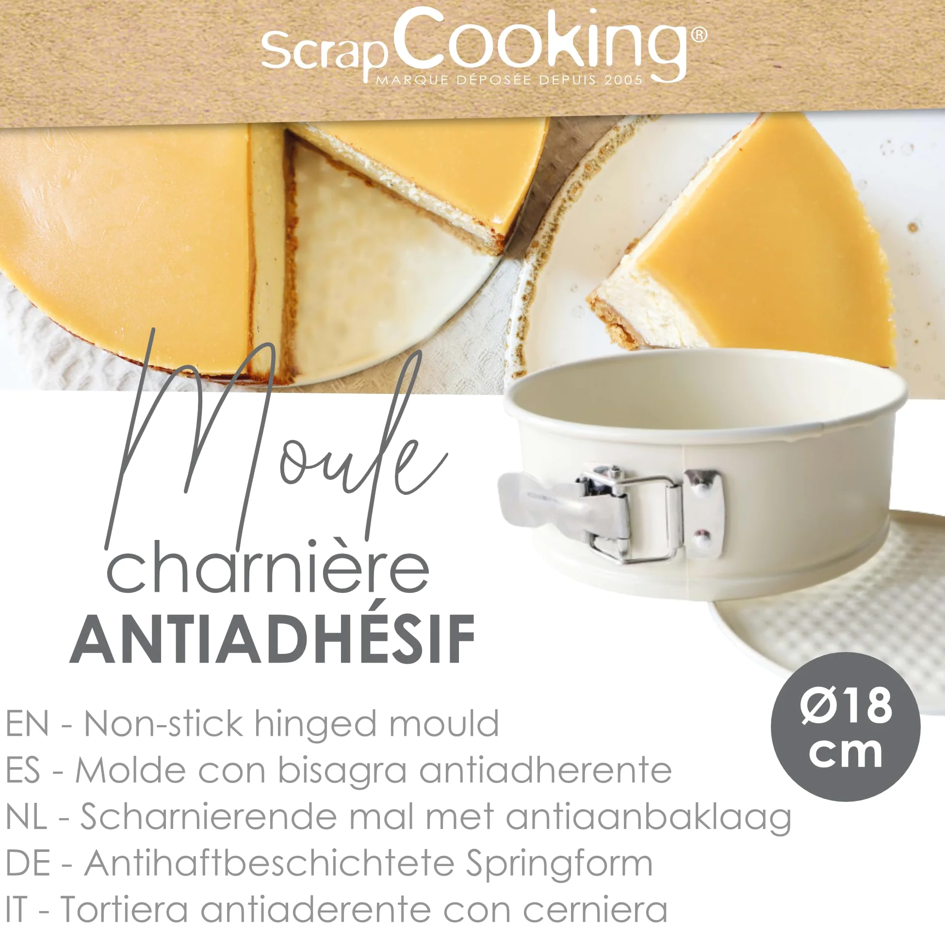 ScrapCooking 1295 - Stampo antiaderente in metallo, diametro 18 cm, stampo rotondo per torte, pasticceria