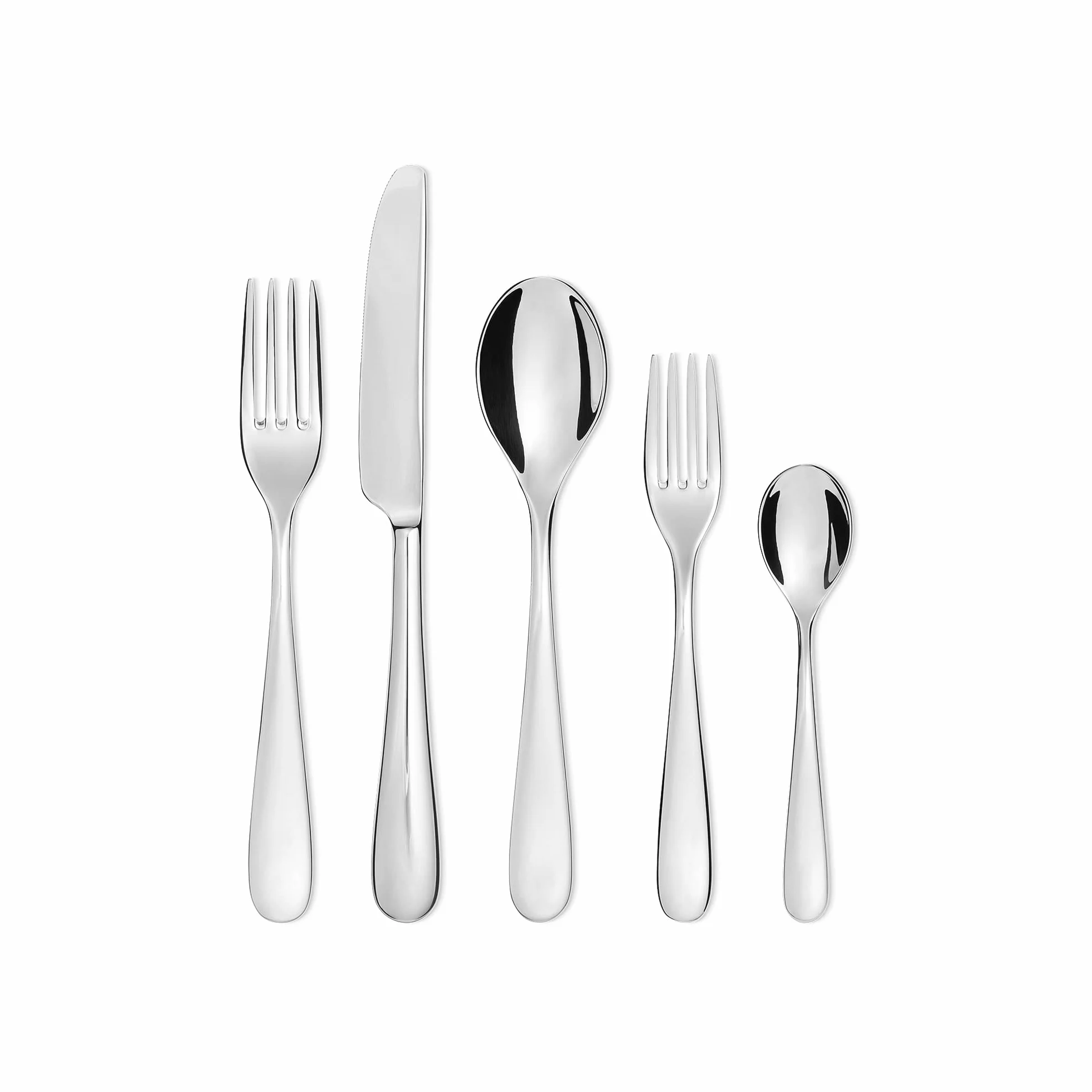 Alessi 5180/9 Nuovo Milano Cucchiaino da Moka in Acciaio Lucido, Set da 6