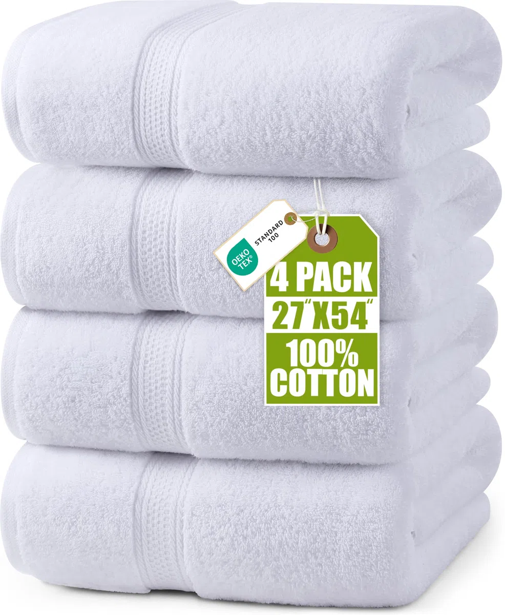 Utopia Towels - 4 Set Asciugamani da Bagno (69 x 137 cm) - Asciugamani in Cotone per Hotel e Spa, Massima Morbidezza e assorbenza (Bianco)