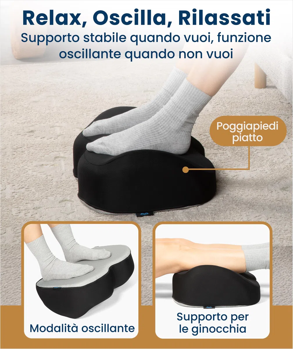 Everlasting Comfort Poggiapiedi sotto scrivania in memory foam – Sgabello piedi per ufficio, smart working e gaming con fodera lavabile e base antiscivolo