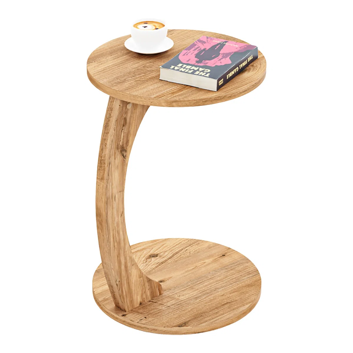 [en.casa] Tavolino da Divano (AxØ) 56 x 38 cm Tavolino Basso a Forma di C - Consolle con 4 Rotelle e Piano Rotondo - Effetto Legno