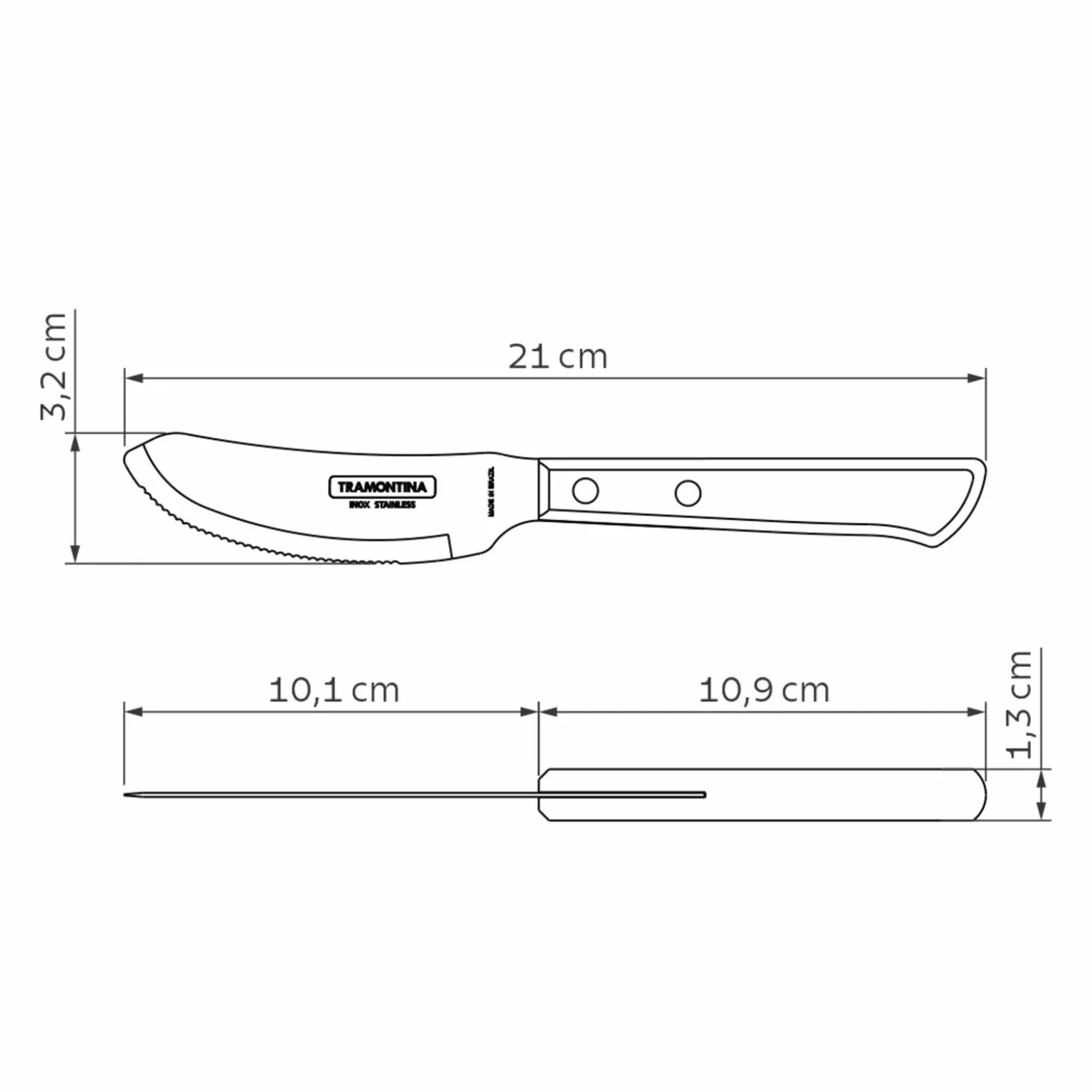 Tramontina Set per Pizza, individuali in legno certificato, lama in acciaio inox dentata, Polywood 8 pezzi