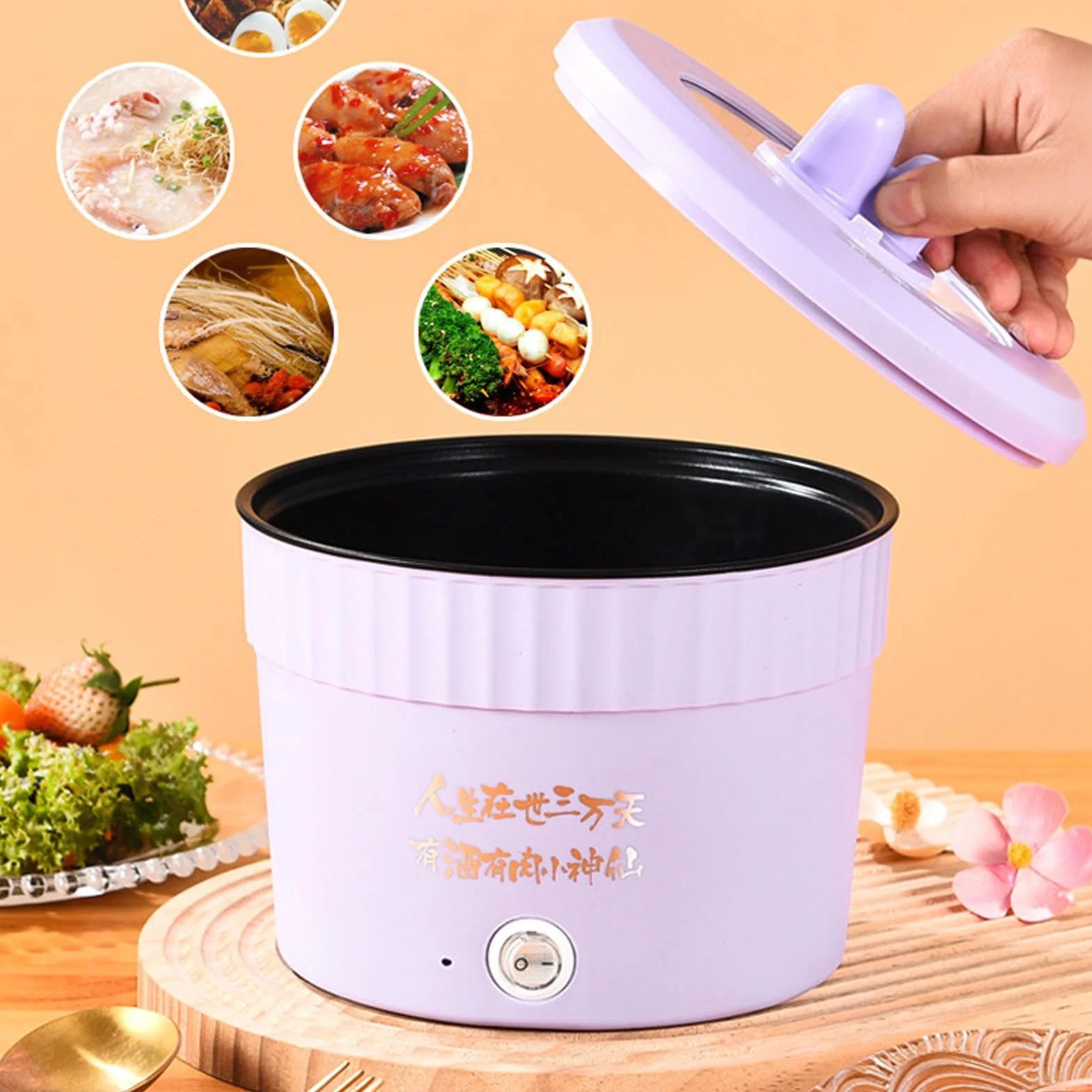 Mini Cuociriso Da 1,2 Litri, Macchina Per Riso Portatile Pentola Per Ramen, Calda Elettrica Multifunzione Pentola Rapida Per Ramen Ravioli Di Pasta (EU)
