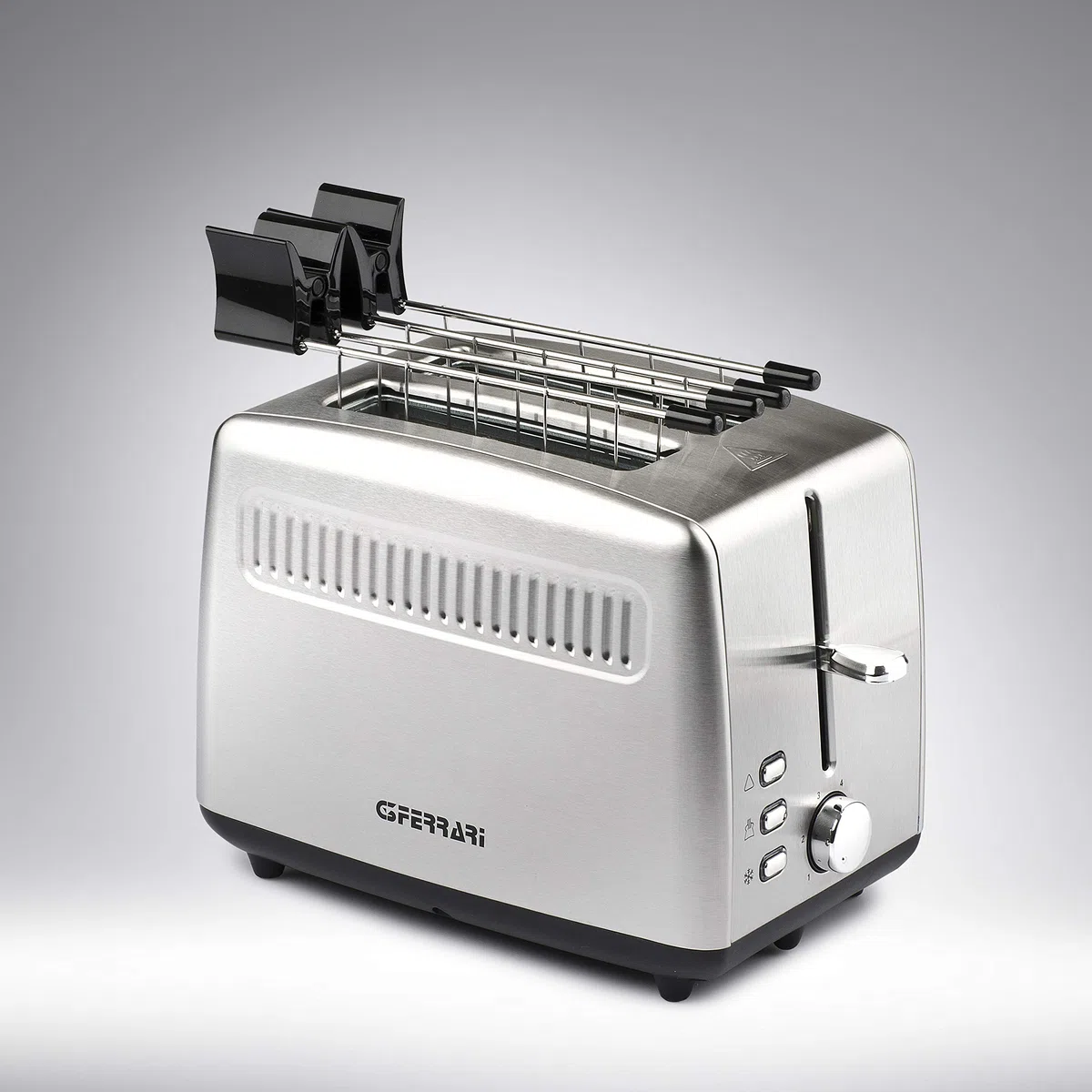 G3 Ferrari G10064 Tramezzo Tostapane, 850 W, Pinze Inox, 3 modalità di cottura, Timer con 6 livelli di cottura, Ampie fessure per toast farciti, Corpo acciaio Inox