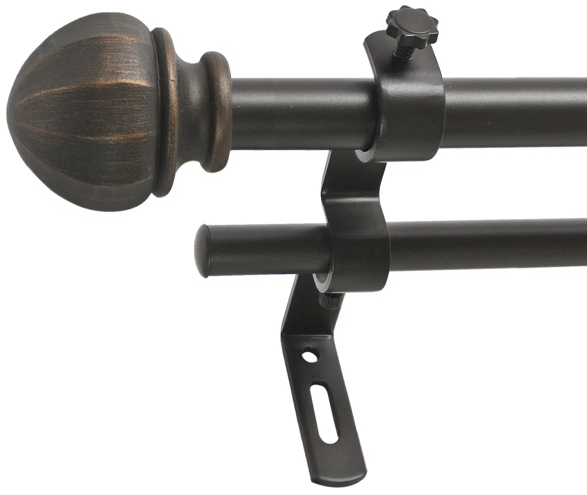 Decopolitan Facet Ball Set di aste per Tende Doppie da 1,5 cm, Acciaio, Bronzo Vintage, 26 to 48 Inches