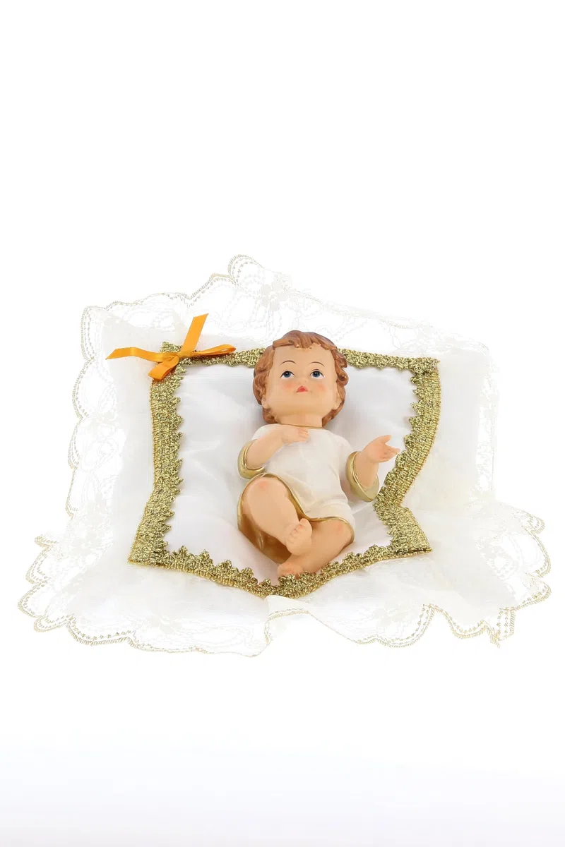 SHALOM - Cuscino In Stoffa Per Statuina Gesù Bambino. Dimensioni 33x45 Cm
