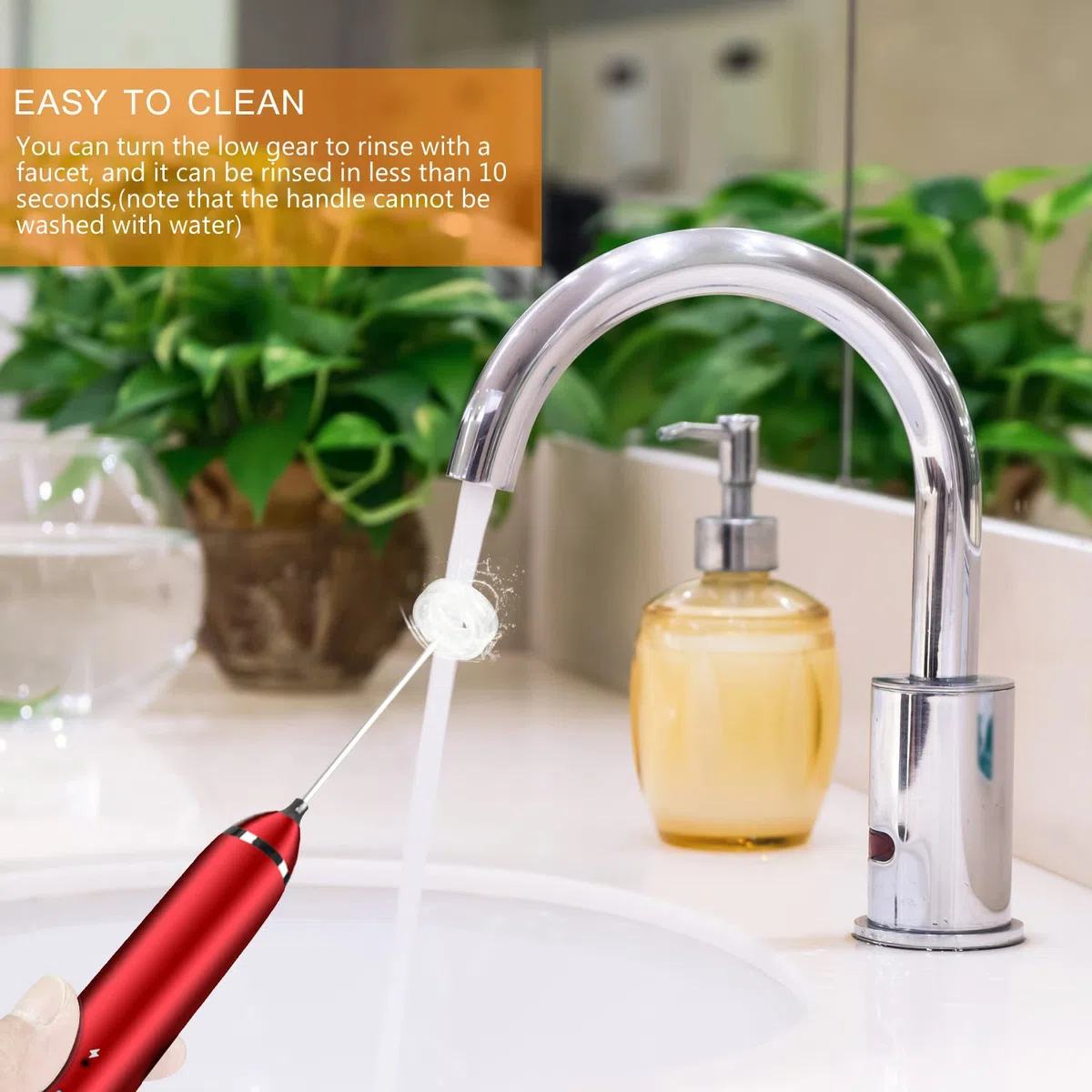 Delm Montalatte elettrico USB Accessori Frullatore in acciaio inossidabile (rosso)