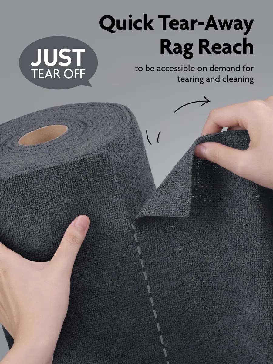 Fantasticlean Rotolo di Panno in Microfibra - 75 Pezzi, Panni per la Pulizia Strappabili, Strofinacci Riutilizzabili e Senza Pelucchi per Casa, Cucina e Auto 30 x 30 cm - Grigio Scuro