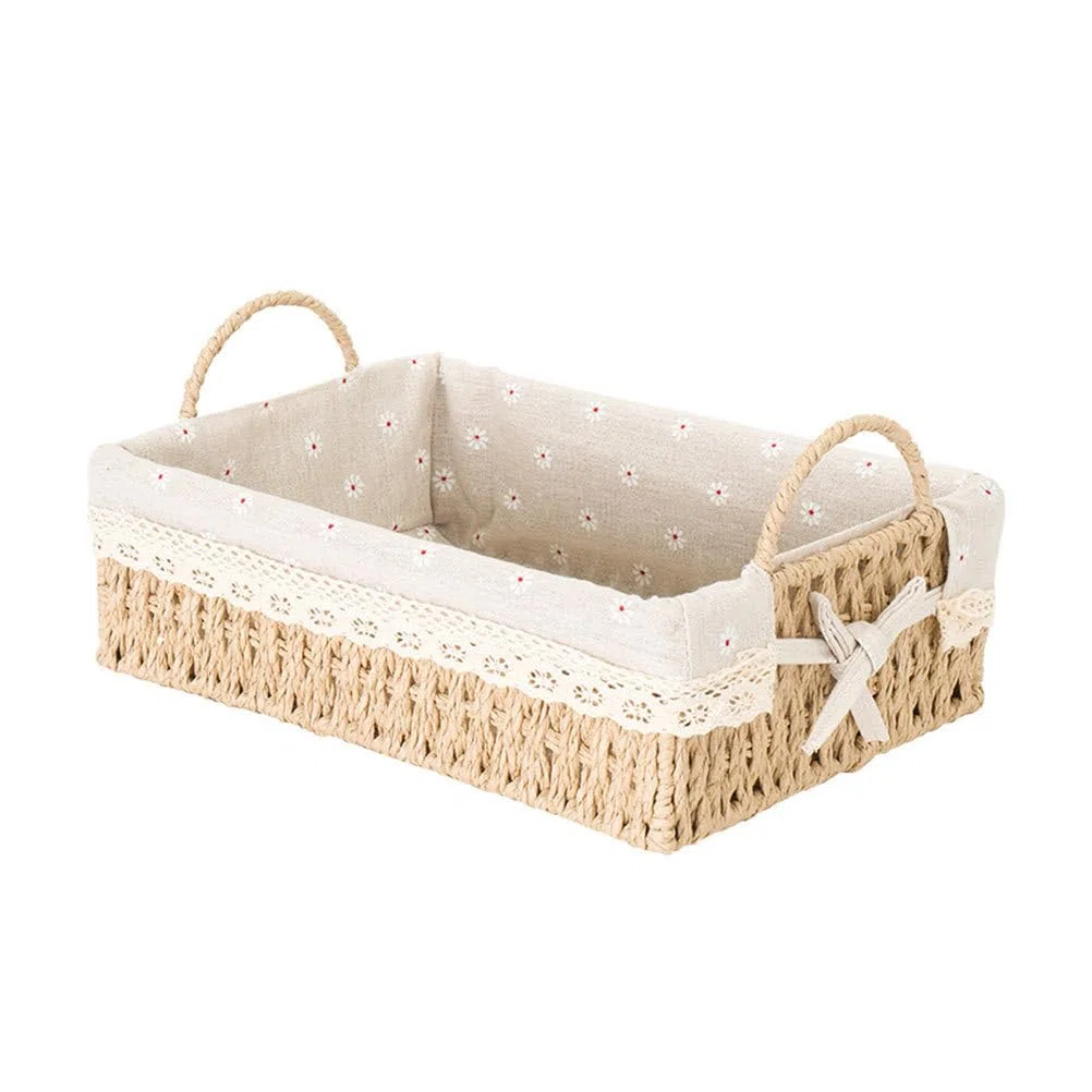 UPKOCH Cassetta Legno Porta Bomboniere Cesto Comodino Desktop Decor in Rattan Corda, Bianca 1444122WRI