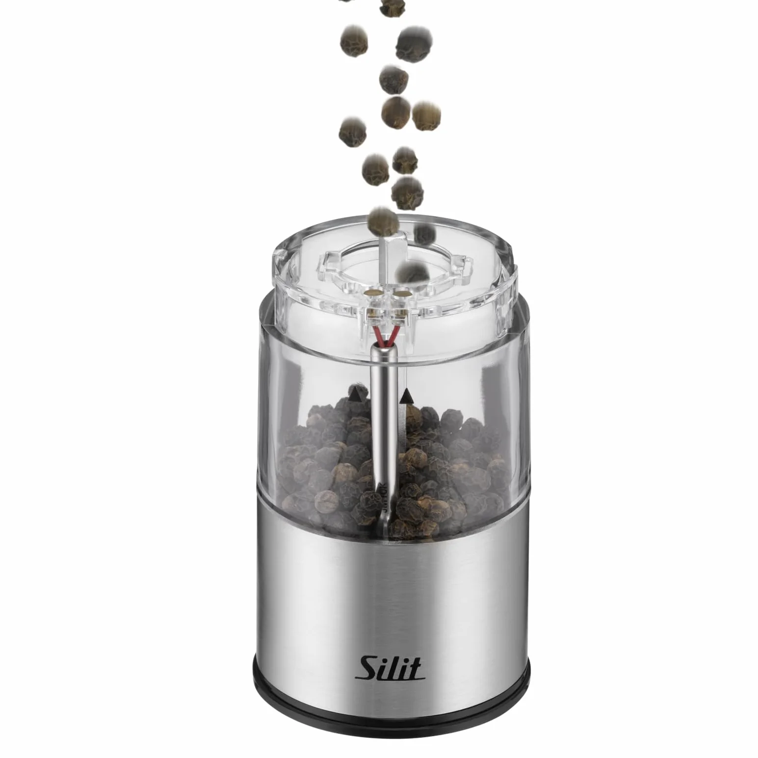 SILIT Set di 2 macinasale e pepe elettrico | acciaio inox | macina in ceramica – spessore macinino regolabile | illuminazione a LED con batterie incluse