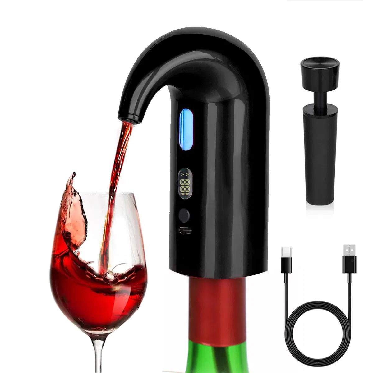 Decanter per vino elettrico, aeratore per vino rosso, ossidazione solida rapida, produttore di vino automatico intelligente per regalo di festa in famiglia