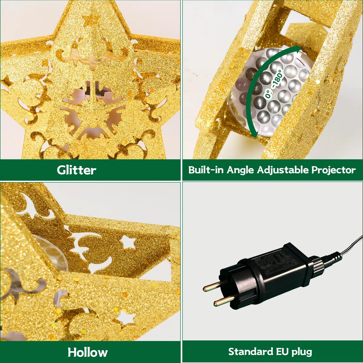 Stella luminosa per la corona dell'albero di Natale – Proiettore LED rotante, cimitero e vertice dell'albero per la decorazione
