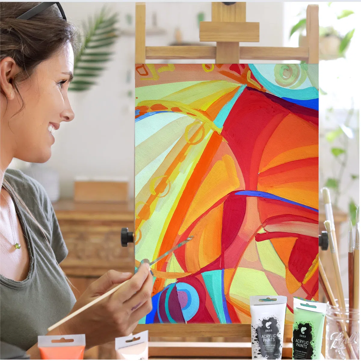 Zenacolor Kit di 24 Colori Acrilici, 24 Tubetti da 120 ml, 24 Colori Tempere per Dipingere, per Legno, Bricolage, per Adulti.