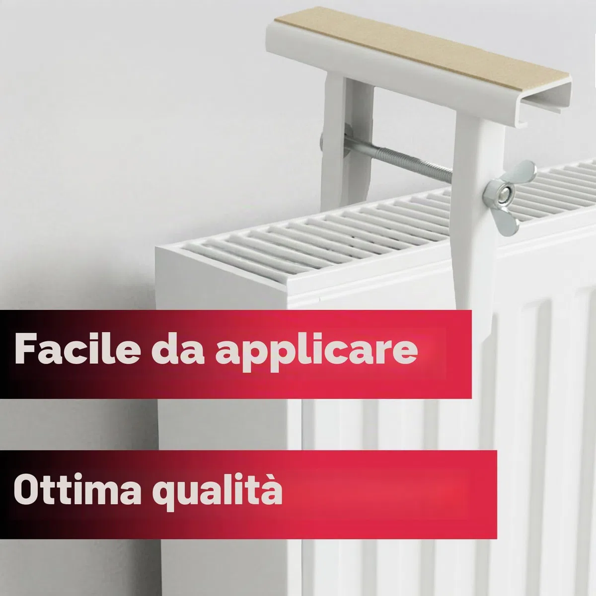 siwitec Consolle universale per termosifone 150 x 32 x 1,25 mm in set da 2, premontata, bianca, consolle per termosifone