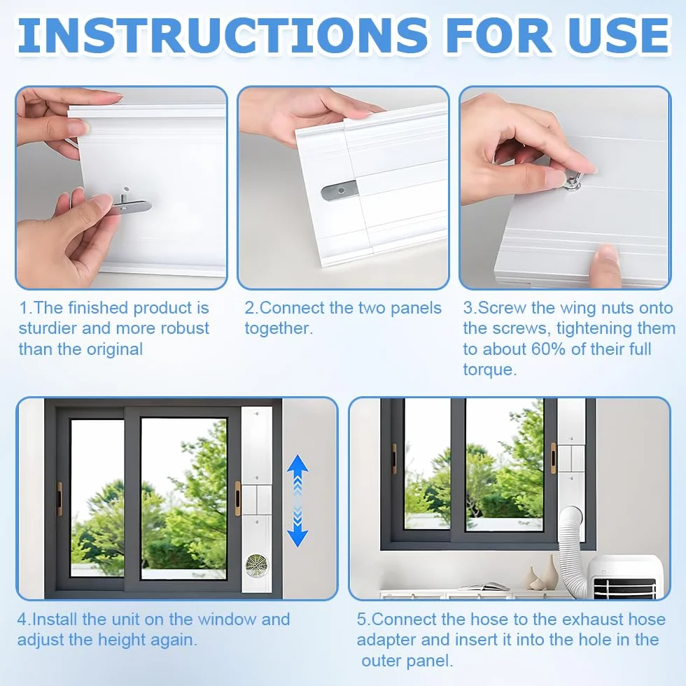Kit di Sfiato per Finestra Del Condizionatore, 4 Pezzi Piastra Del Kit Finestra per 15cm Diametro Condizionatore d'Aria Tubo di Scarico, Air Conditioner Window Seal per Condizionatore Portatile