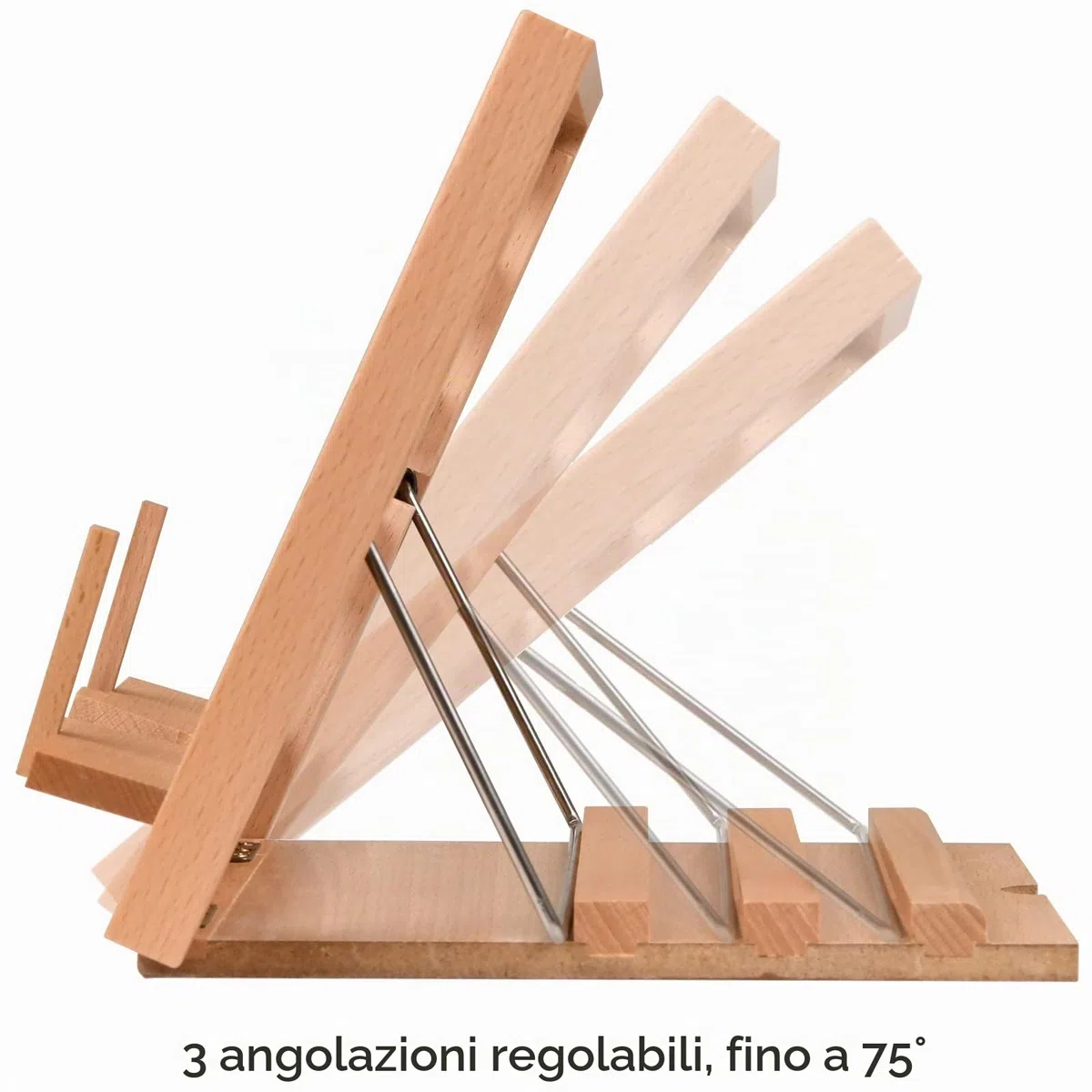 MEEDEN Leggio per Libri con clip portapagine, Porta Libri di Cucina per leggere a mani libere, regolabile pieghevole in legno massello di faggio Laptop Stand per Libro di testo - 34 x 23 cm