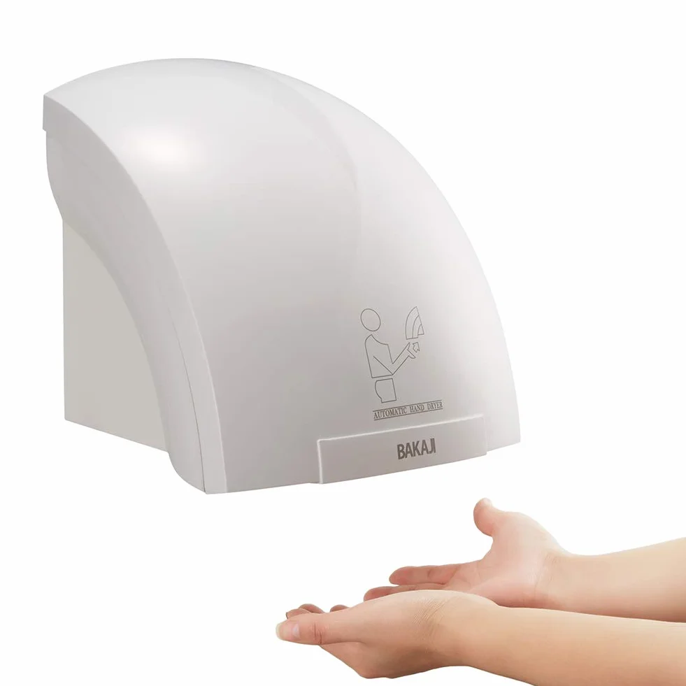 BAKAJI Asciugamani Automatico Elettrico Hotel Asciuga Mani ad Aria Calda da Parete Bagno con Sensore Fotocellula (2000 Watt)