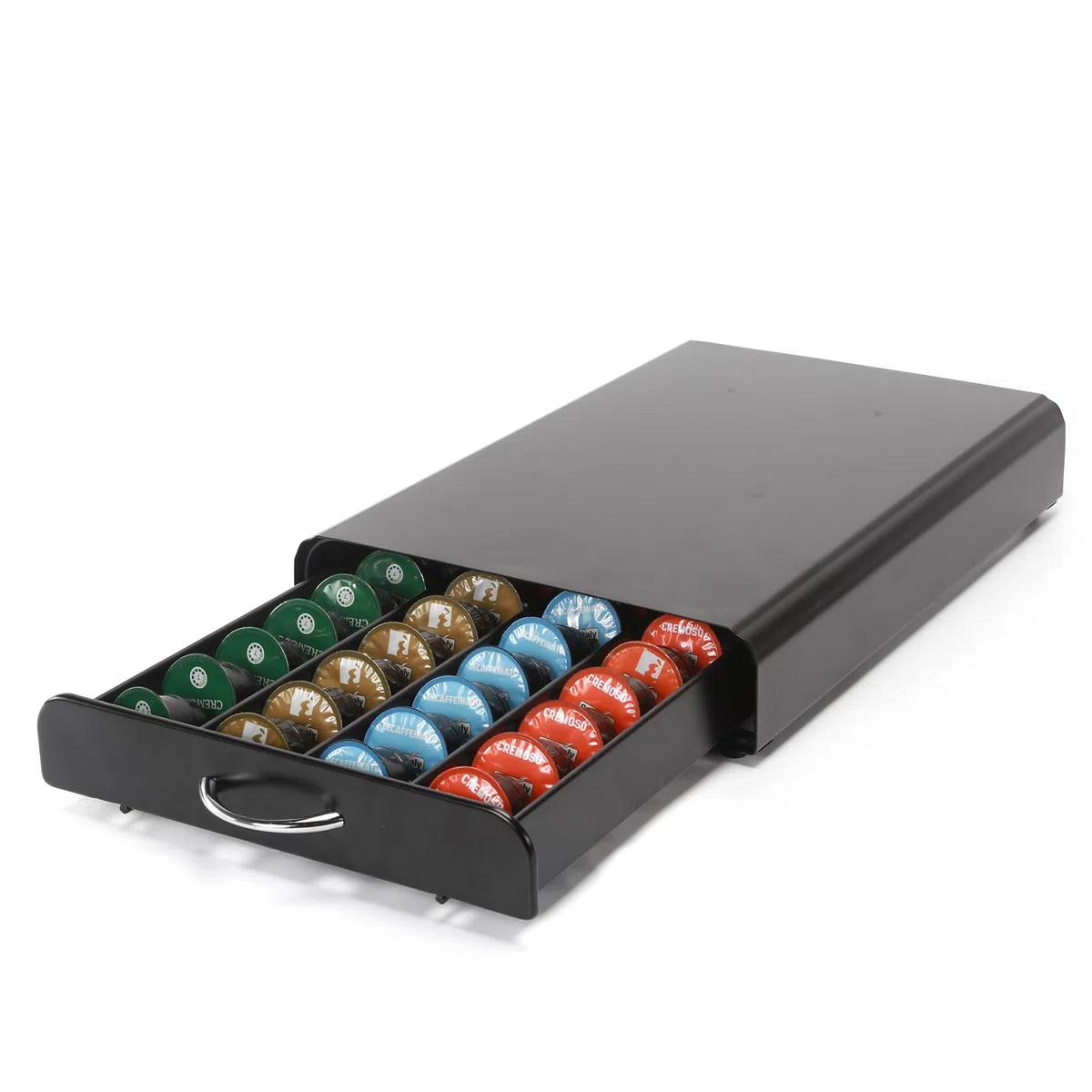 Cassetto Porta Capsule caffè,Porta Cialde per 40 Cialdes,Organizer per Capsule di Caffè,Cassetto per Capsule Supporto di Metallo,Nero.