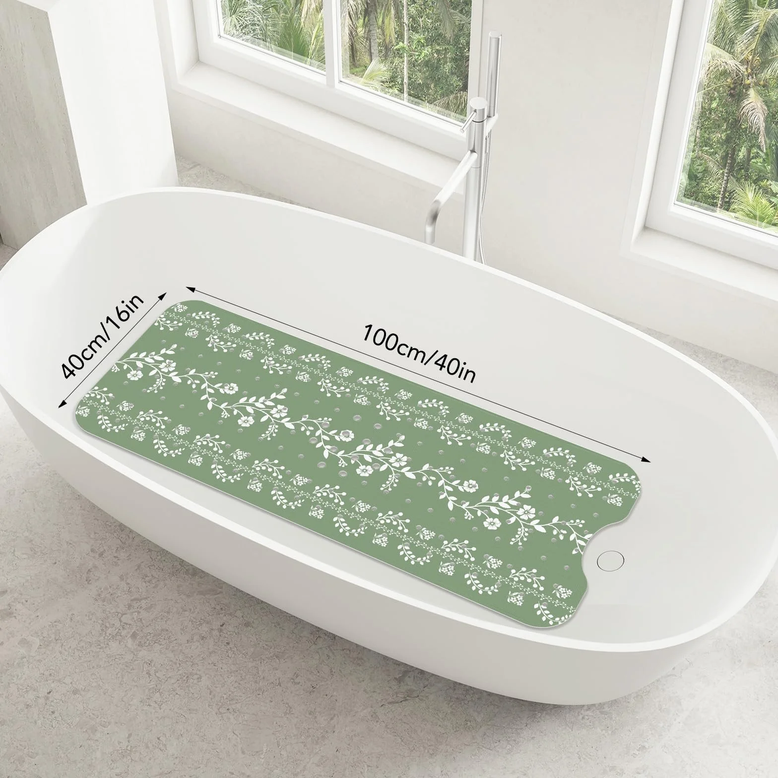 SHUCHING Tappetino Vasca Antiscivolo, Tappetino Doccia Antiscivolo Lungo 100x40cm, Tappeto Vasca da Bagno Antimuffa e Lavabile in Lavatrice, Verde